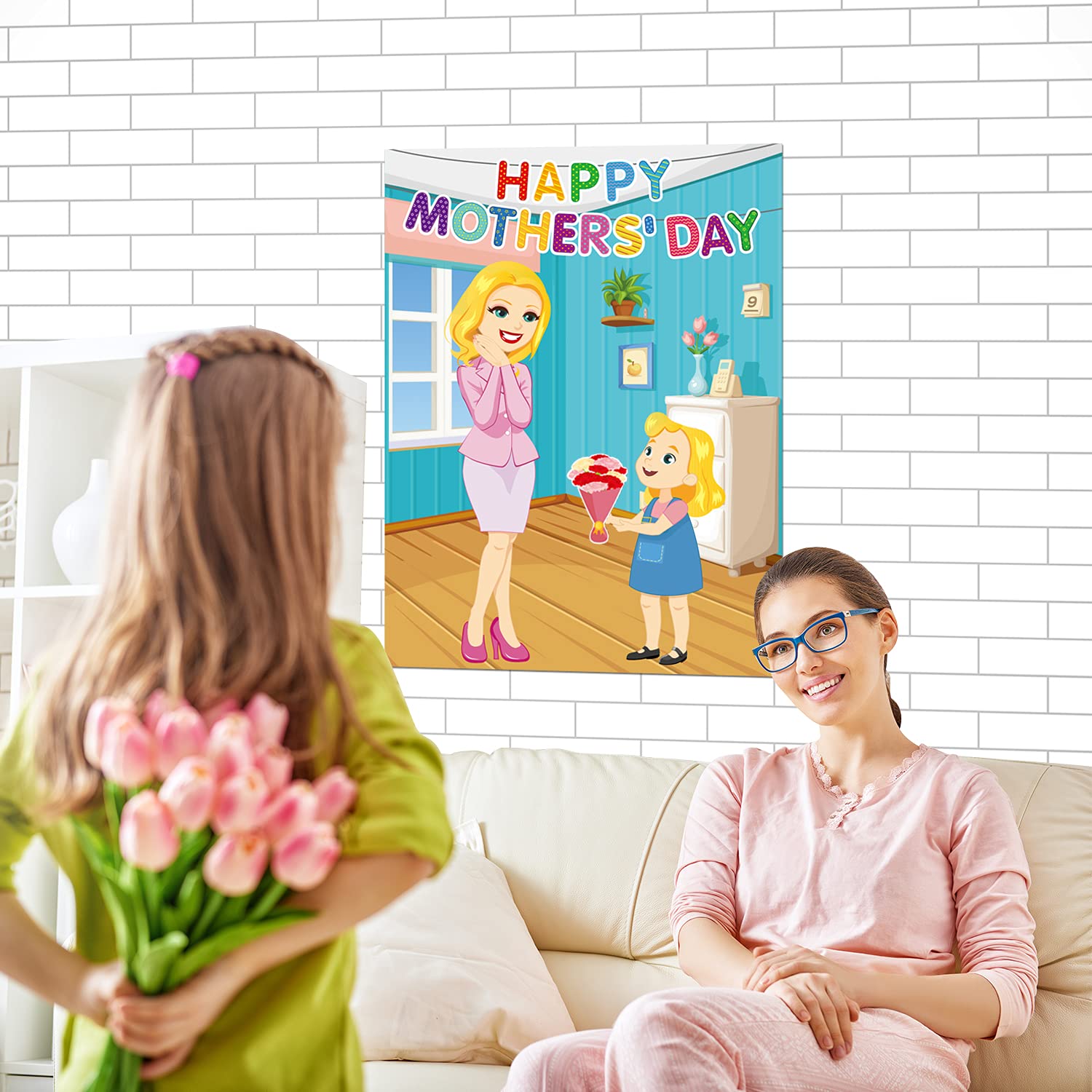 Fun Mother's Day Party Game - Pin The Carnation Flowers on The Girl's Hand | DIY Mother's Day Party Decorations & Activities | Perfect for Family Gatherings & Kids Birthday Celebrations