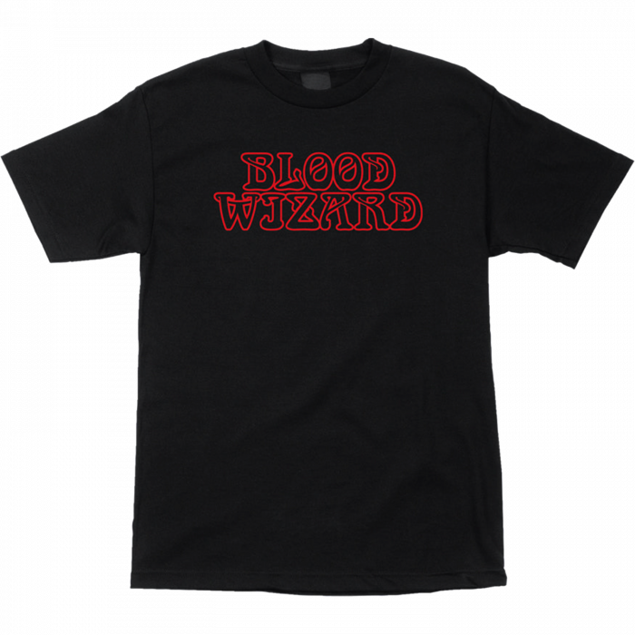Blood Wizard Outline Logo T-Shirt - Medium Size in Black | Gothic Graphic Tee for Men & Women | Perfect for Halloween, Cosplay, and Casual Wear
