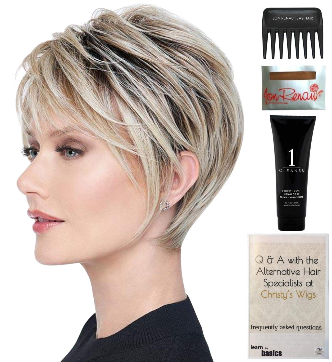 Raquel Welch On Your Game Wig Bundle - 5 Items: Synthetic Wig, Christy's Wigs Q&A Booklet, 2oz Travel Size Wig Shampoo, Wig Cap & Wide Tooth Comb (Color RL5660) - Perfect for Cosplay, Costume Parties & Everyday Wear