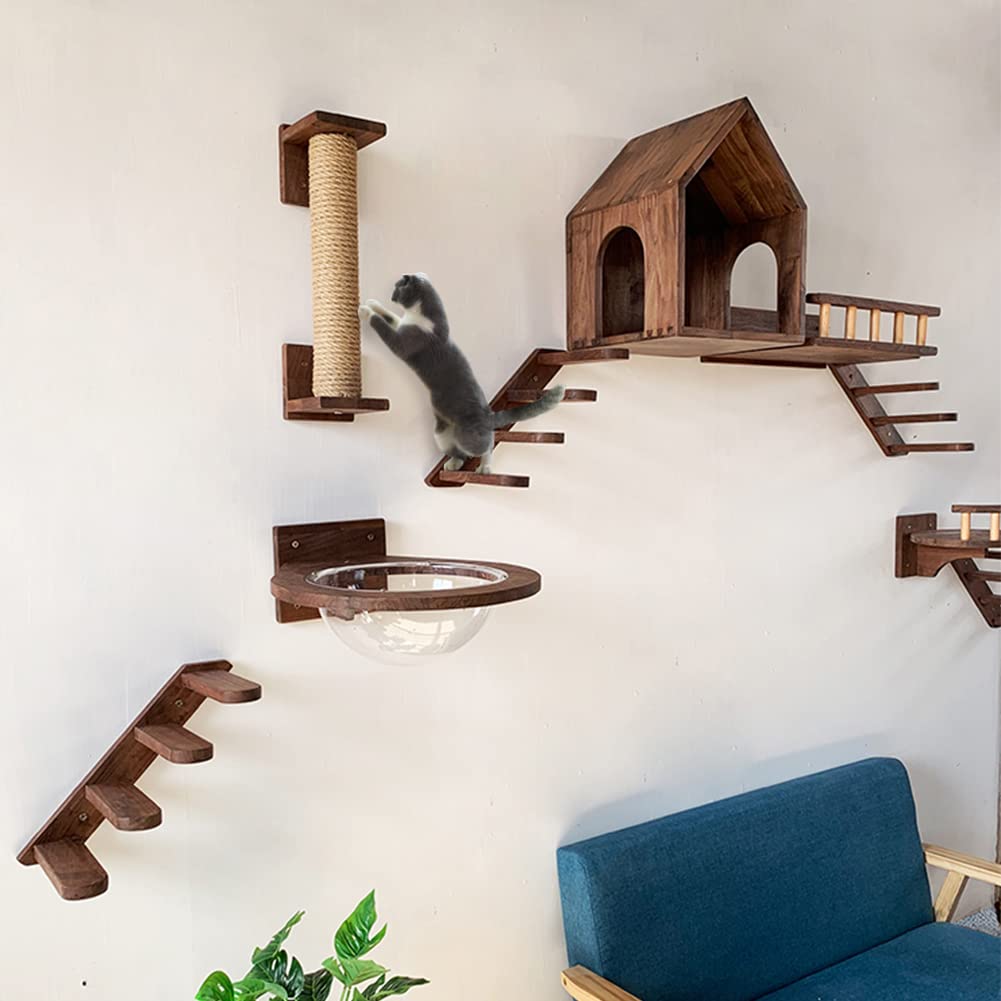 Wooden Wall-Mounted Cat House - Cozy Cat Bed, Perch & Shelf for Indoor Cats | Perfect for Small Spaces & Home Decoration | Durable Cat Furniture for Climbing & Lounging