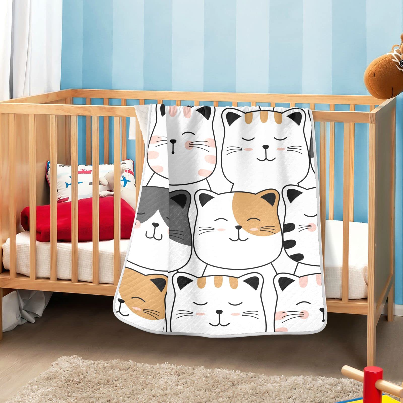 Soft Cute Cat Baby Blankets for Boys & Girls - Bedsure Fleece Throw Blanket for Newborns, Crib, Stroller & Travel - Cozy & Warm for Nursery, Bedroom & On-The-Go