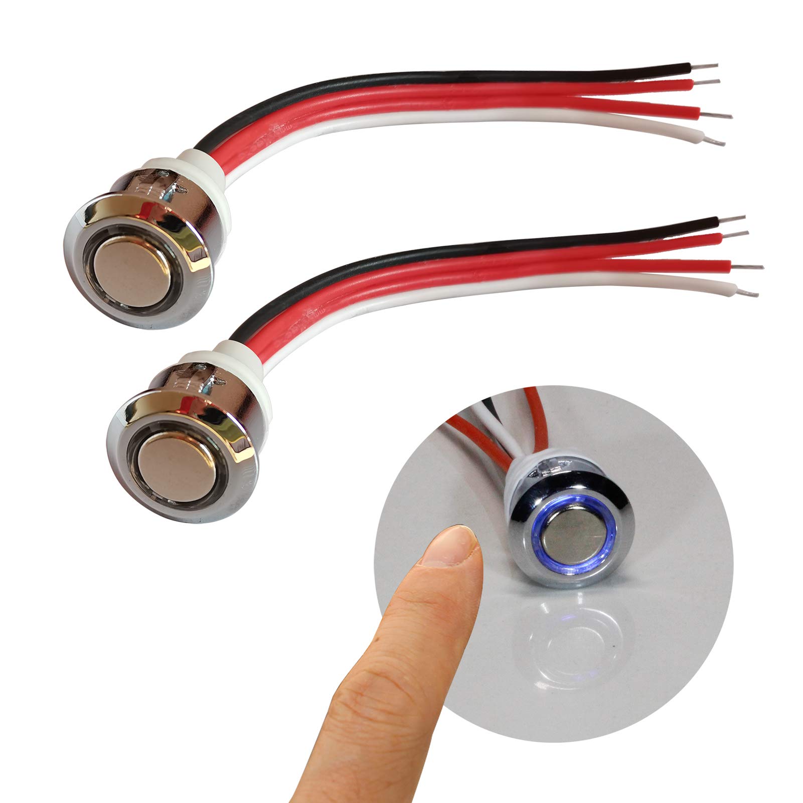 12V LED Touch Dimmer Switch - Stepless On/Off Dimming for Smart Home Lighting, DC 5V-24V, Blue LED Indicator, Waterproof Design - Fits 17mm (0.67