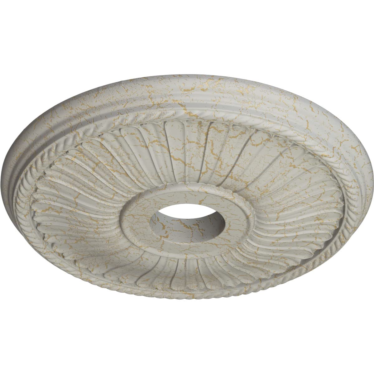 Ekena Millwork CM20BE1PCC 20-Inch Hand-Painted Ceiling Medallion - Pot of Cream Crackle Finish, 20 1/8