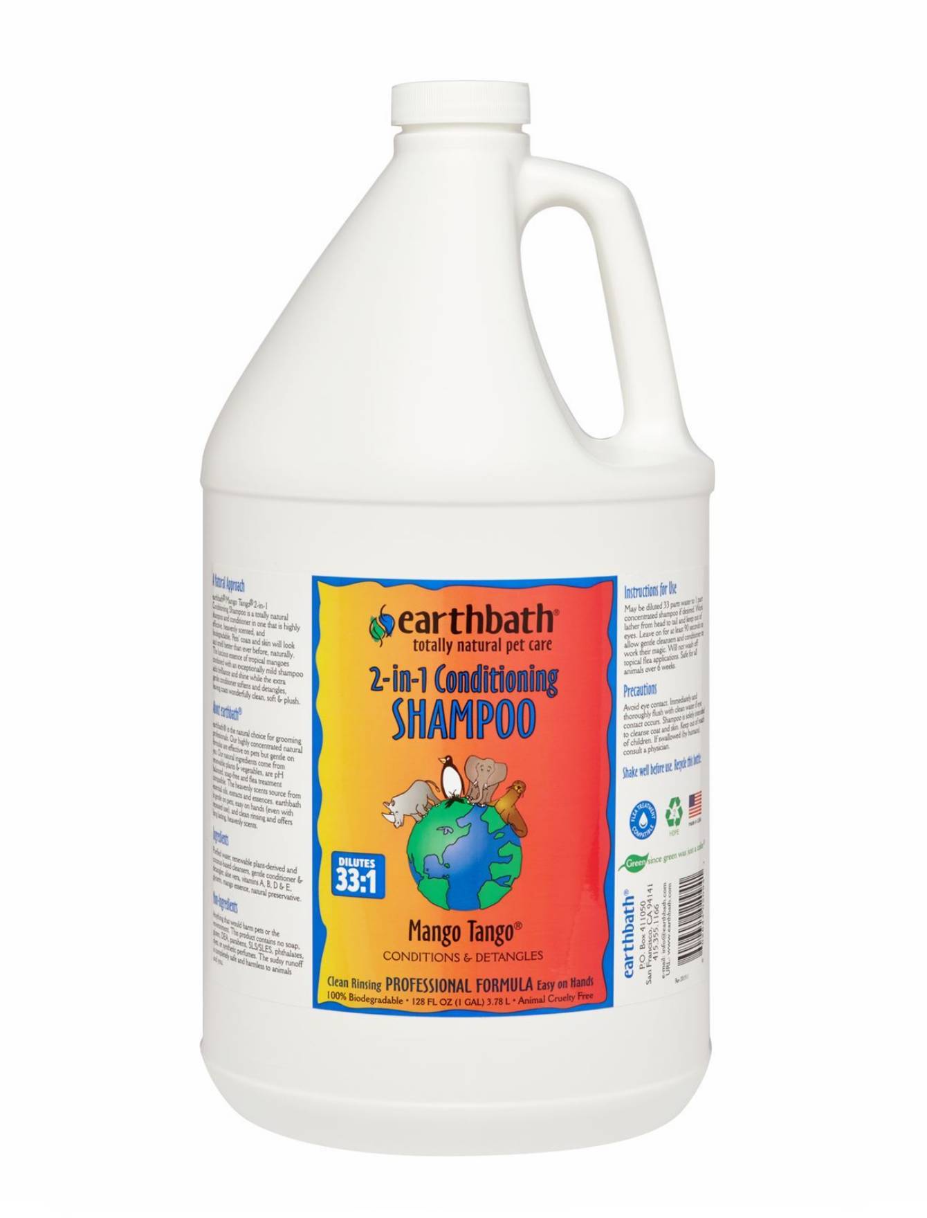 Earthbath Mango Tango 2-in-1 Shampoo & Conditioner for Dogs & Cats - 16oz & 1 Gallon Sizes - Natural Pet Grooming with Aloe Vera & Vitamin E - Perfect for Bath Time & Skin Care