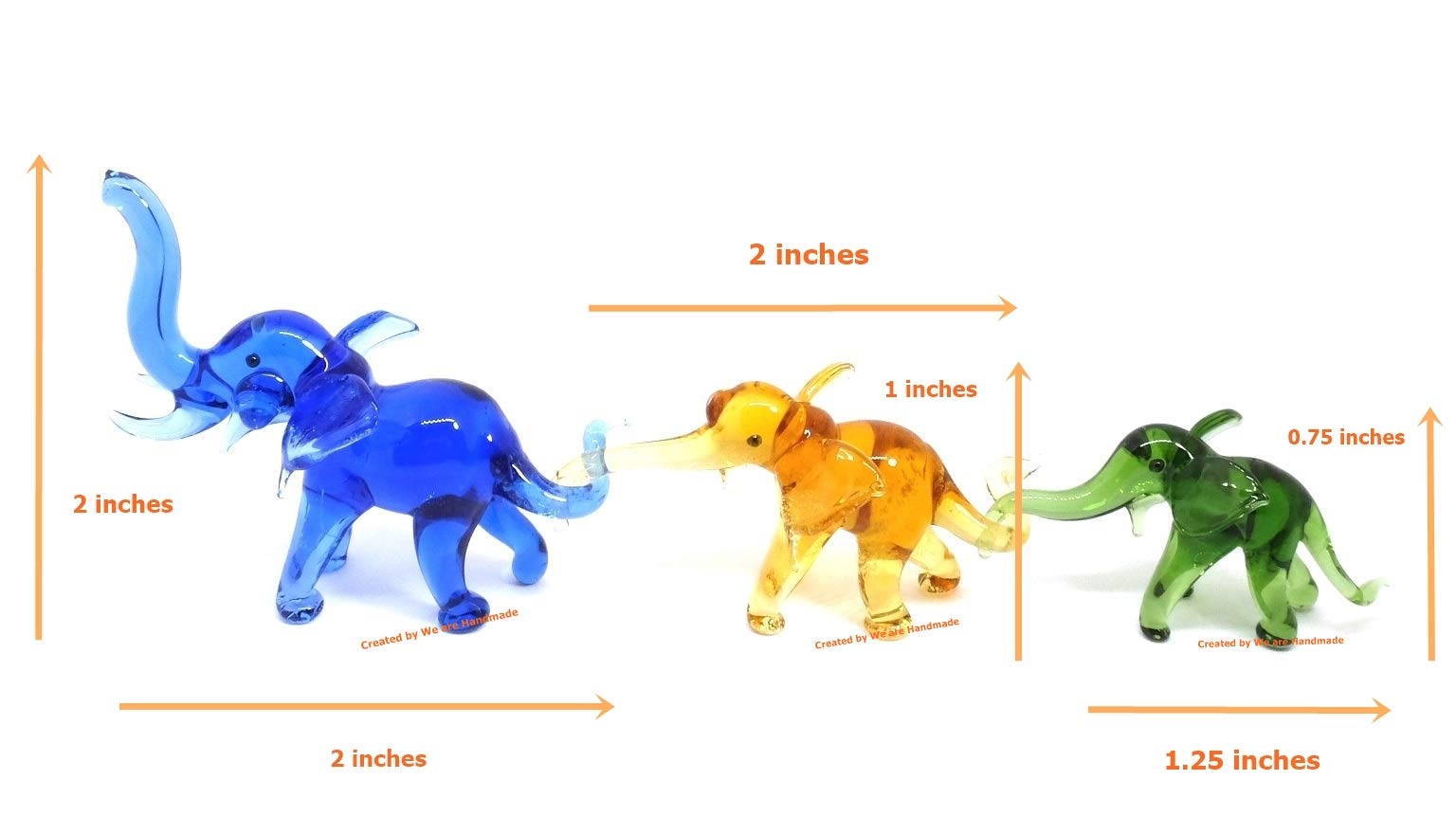 Handmade Mini Glass Elephant Set - Blown Glass Animal Figurines for Home Decor & Gifts