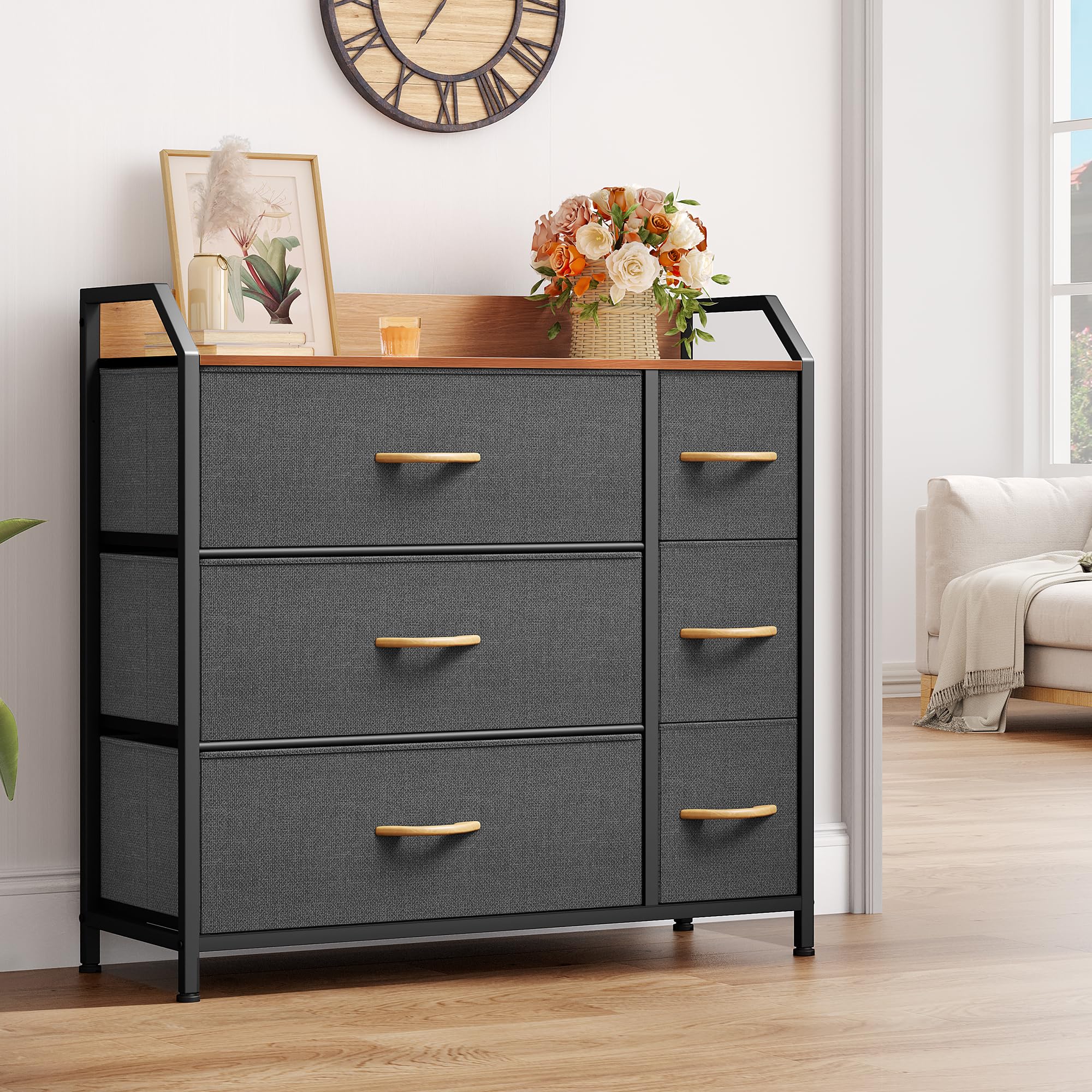 YITAHOME 6-Drawer Fabric Dresser with Sturdy Steel Frame & Wooden Top - Bedroom Storage Organizer for Clothes, Toys, and Accessories | Perfect for Small Spaces, Dorm Rooms, and Kids' Bedrooms