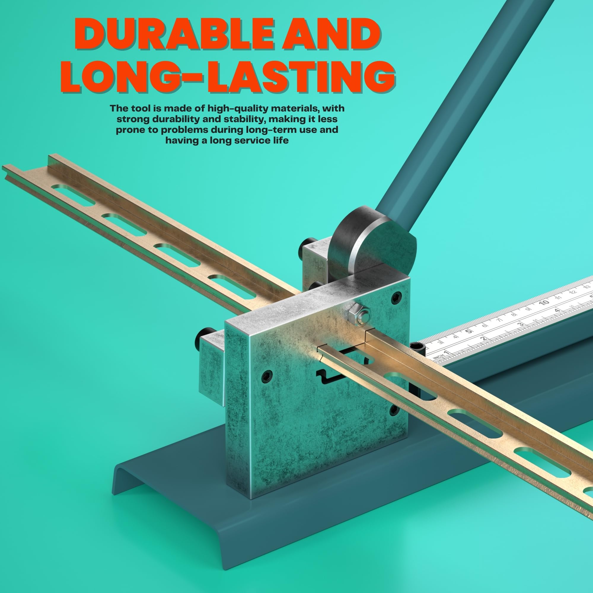 Manual Din Rail Cutter - Dual Groove Rail Cutting Tool with 50cm/20in Ruler & Sliding Baffle for Steel/Aluminum/Iron/PVC Guide Rails | Perfect for Electrical Panel Installations & Industrial Rail Cutting