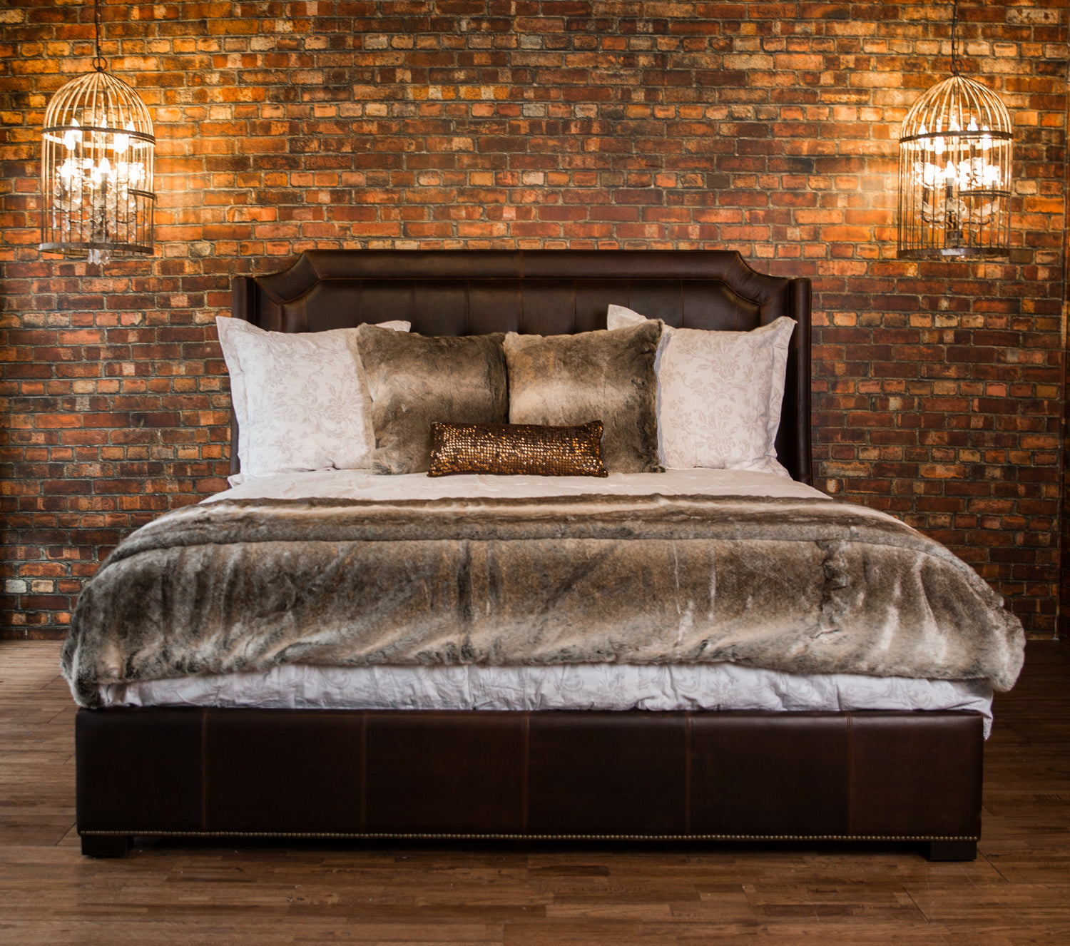 BARONESS Genuine Leather Bed Frame - Queen Size Luxury Upholstered Platform Bed with Headboard - Perfect for Master Bedroom & Modern Home Decor