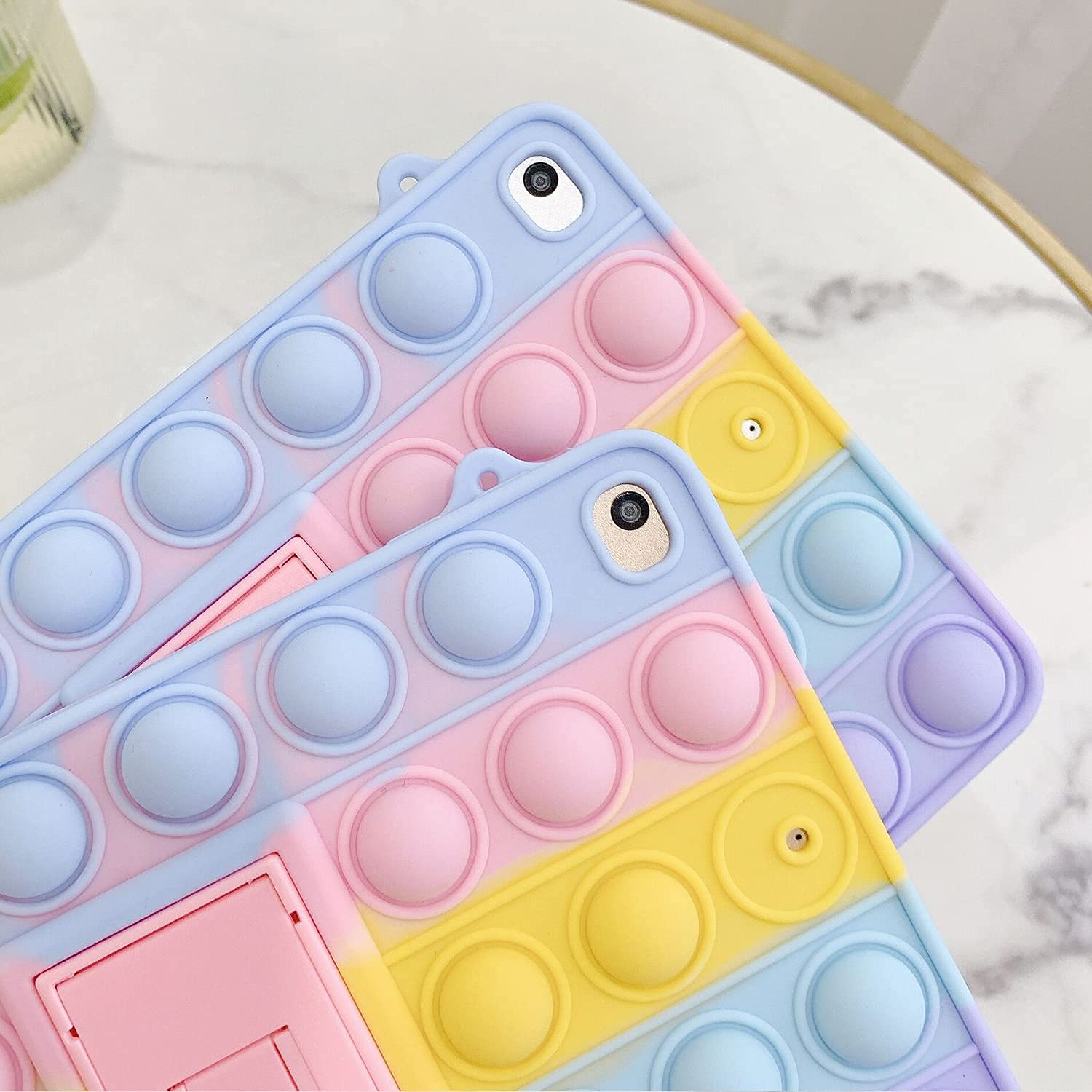 **Pop It iPad Air 5th/4th Gen Case (2022/2020) - Cute Silicone Tablet Cover with Fidget Toy, Stand & Shoulder Strap for Apple iPad Air 10.9