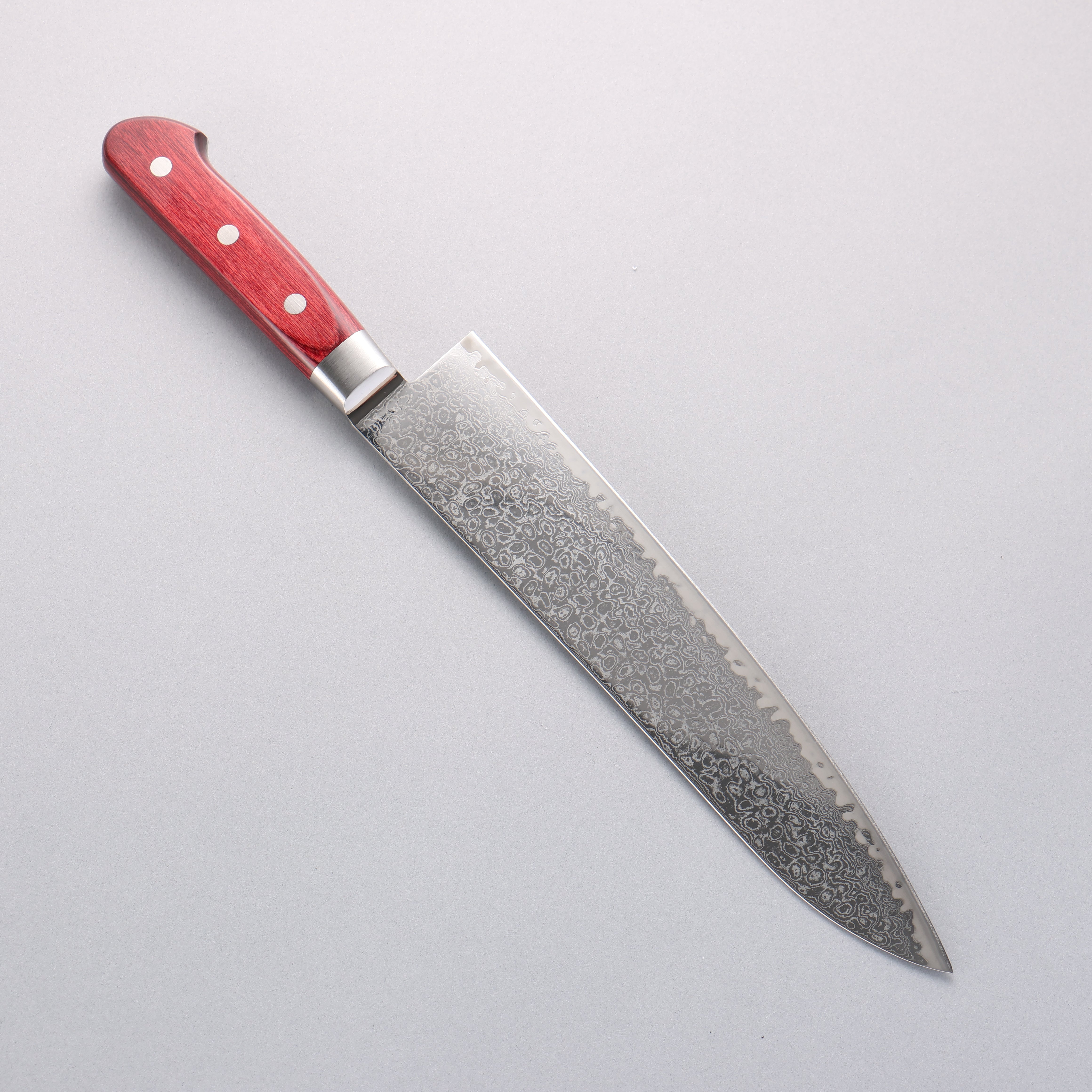 Premium Seisuke Kagami2 AUS10 Damascus Gyuto Chef Knife 240mm - Mirror Finish, Red Pakkawood Handle - Perfect for Sushi, Meat Slicing & Professional Kitchen Use