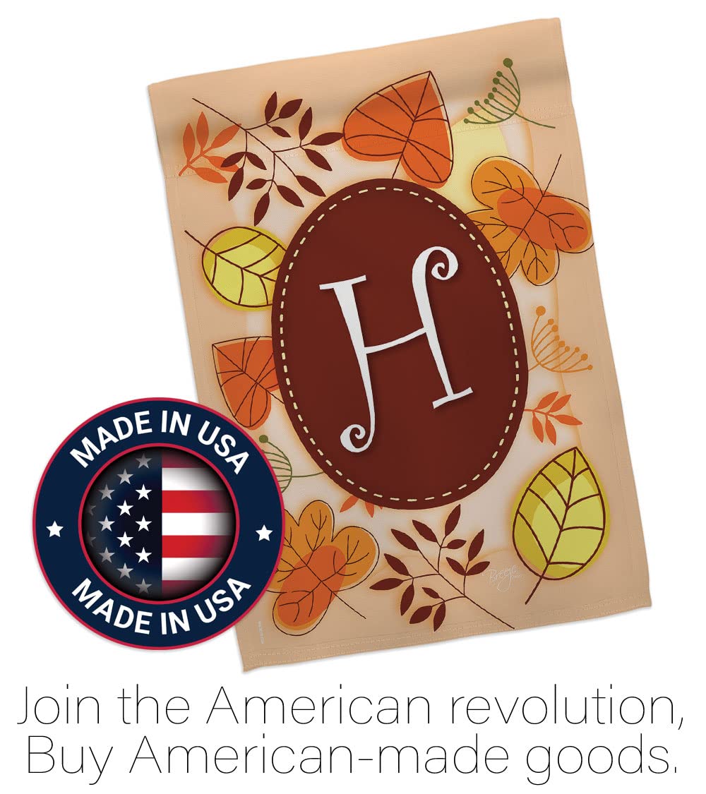 Breeze Decor Autumn H Initial Fall Flag Set 28x40