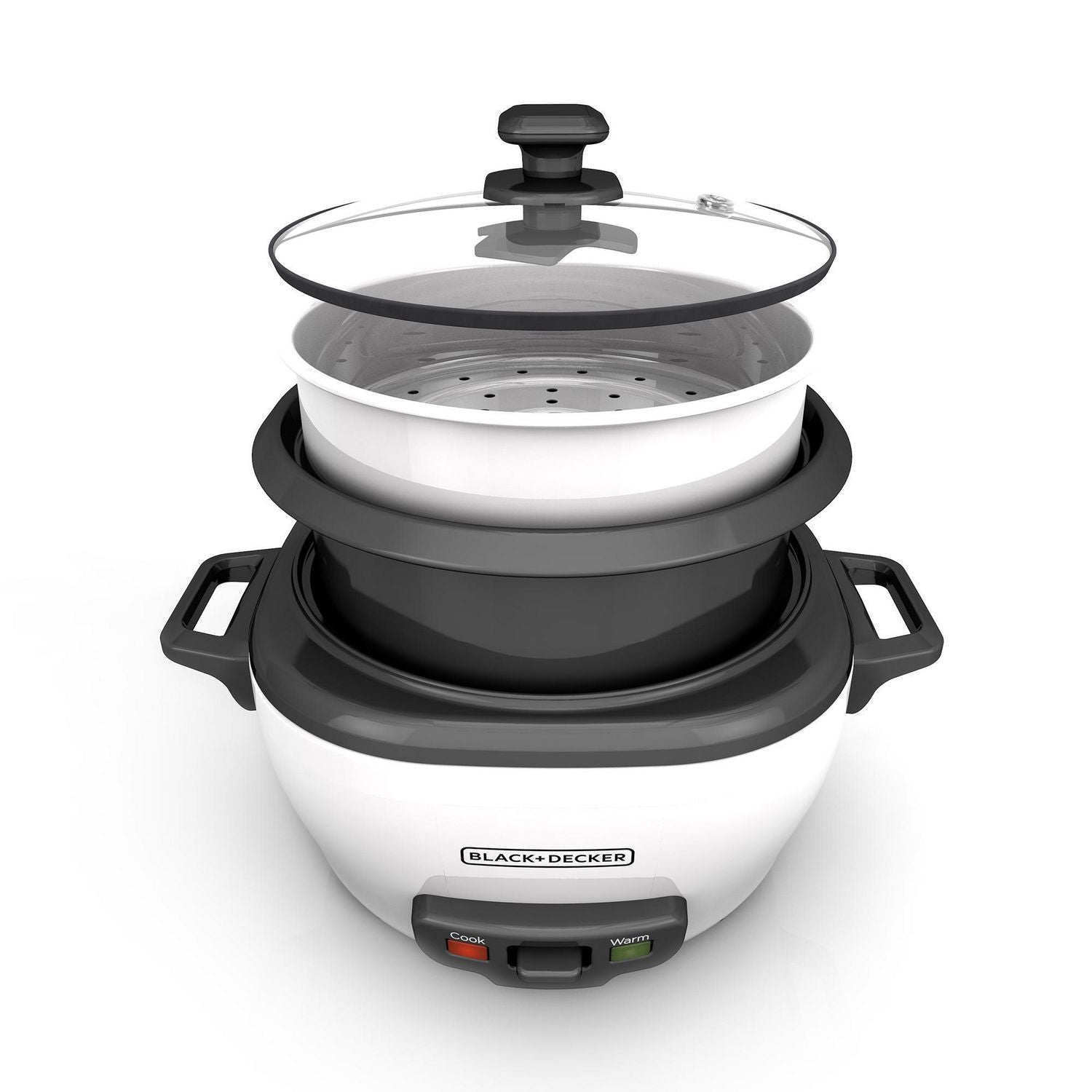 BLACK + DECKER 6-Cup Rice Cooker with Steamer Basket | Small Kitchen Appliance for Perfect Rice, Grains & More | Ideal for Dorms, Apartments & Family Cooking | Factory Certified with Full Warranty (Model RC506C)