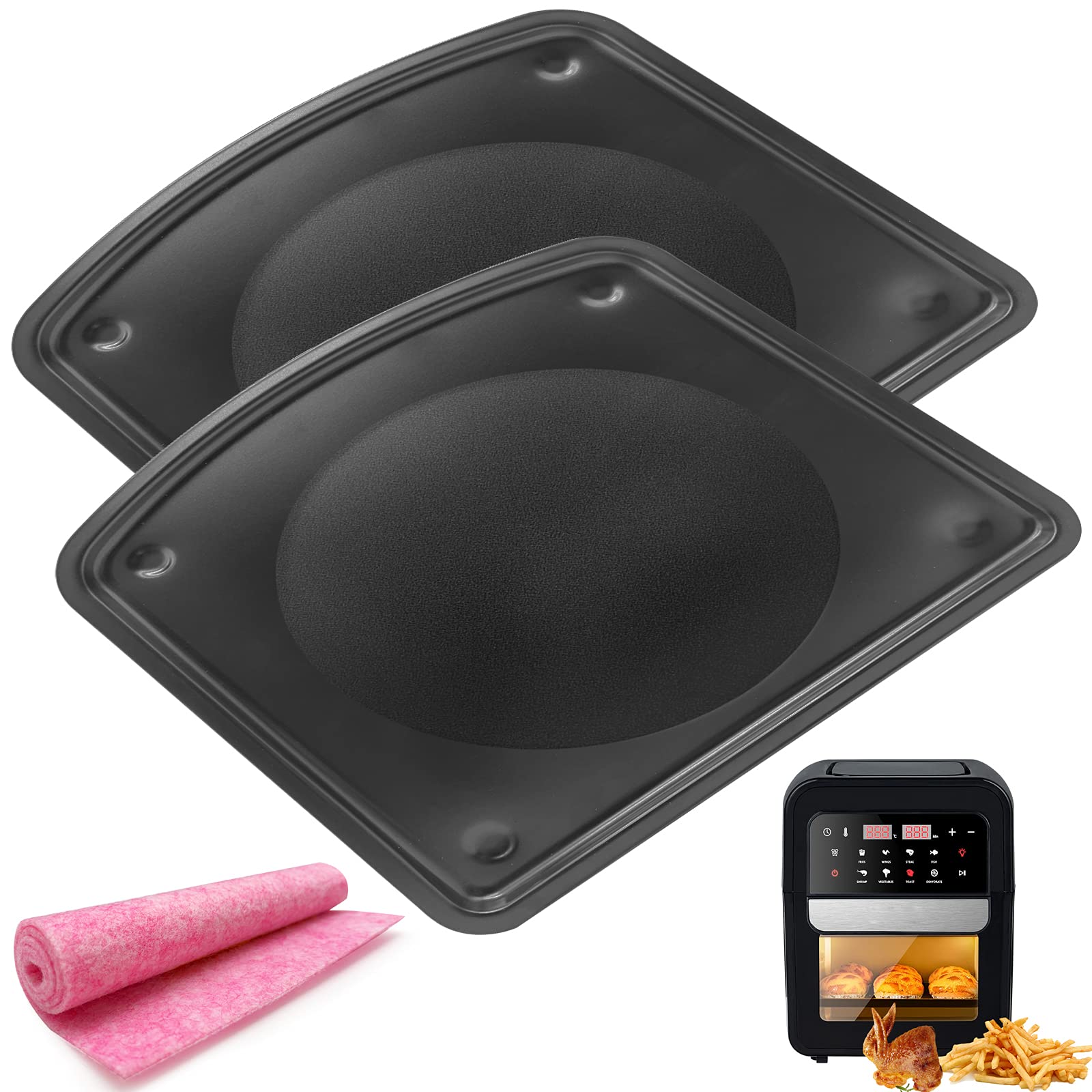 2PCS Nonstick Air Fryer Drip Trays for Chefman 6.3QT, Aria 10QT, Ultrean 12.5QT & Emeril Pro 6QT - Dishwasher Safe Oil & Crumb Catcher - Perfect for Healthy Cooking & Easy Cleanup in Air Fryer Ovens