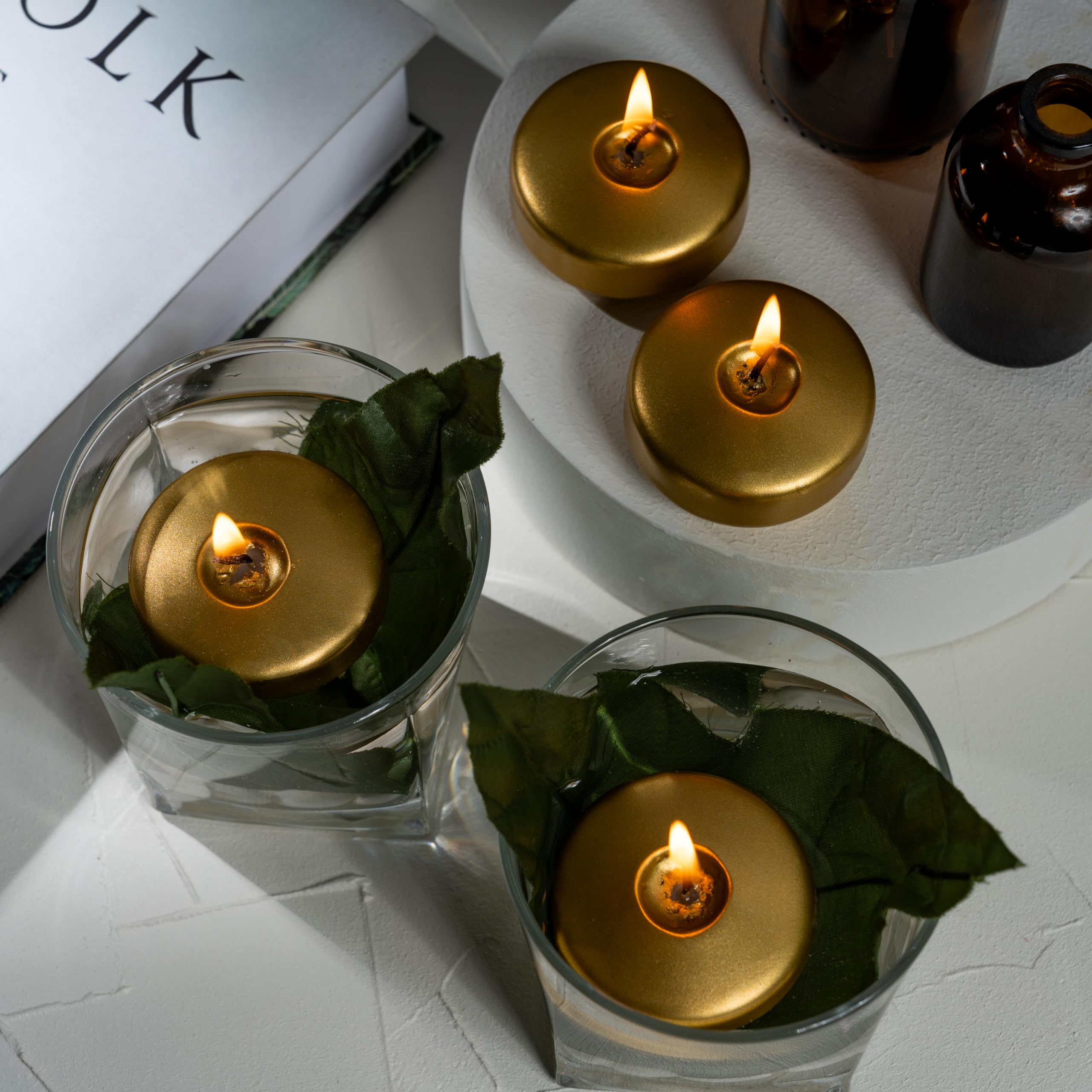 24 Pack Floating Candles 2 Inch - 4+ Hours Burn Time, 100% Paraffin Wax with Cotton Wick - Dripless & Smokeless for Home Decor, Wedding, Valentine's Day, Birthday Dinners & Celebrations - Perfect for Centerpieces, Pool Parties & Romantic Ambiance