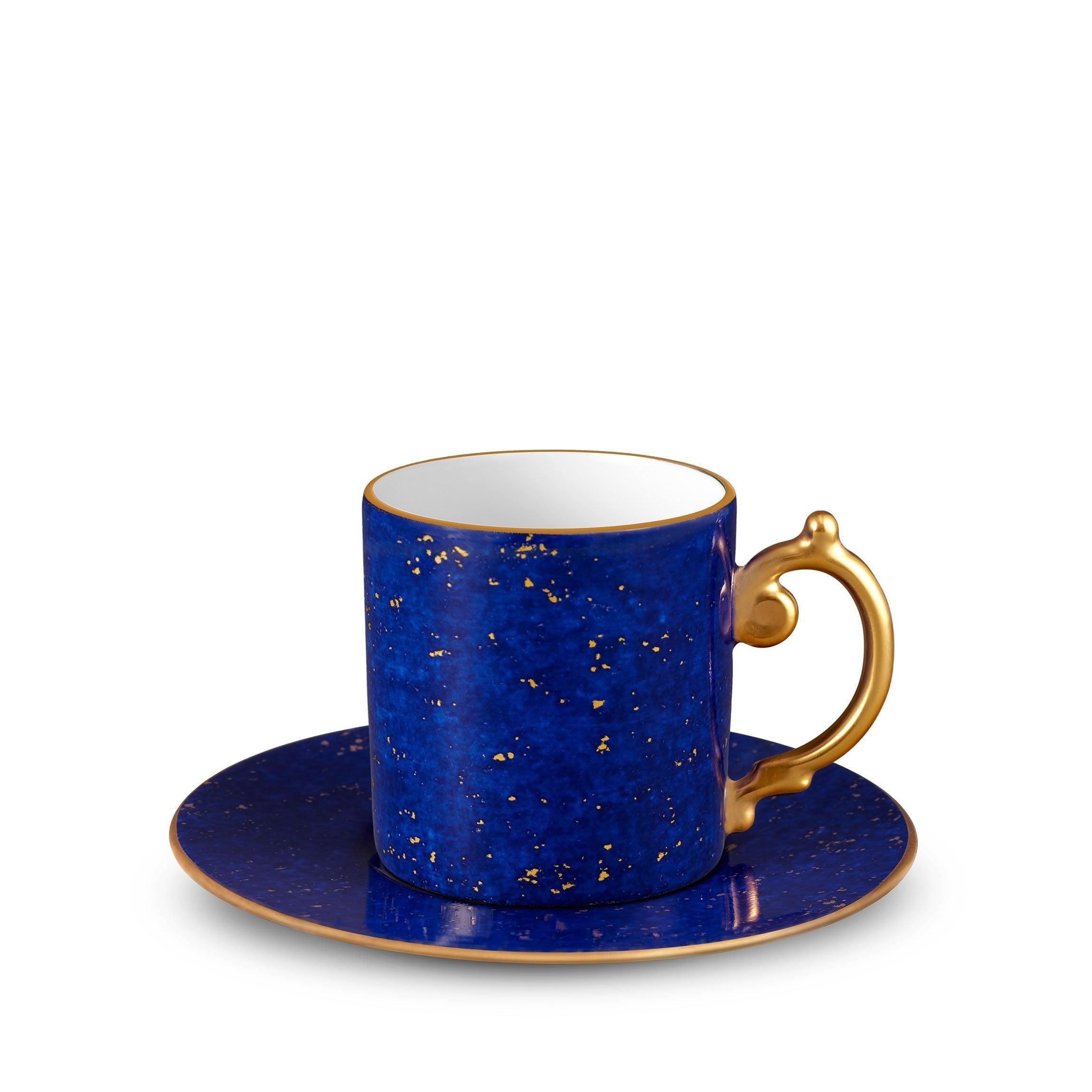 Premium Lapis Blue Espresso Cup & Saucer Set - Handcrafted Ceramic Coffee Cups for Espresso, Cappuccino, and Latte - Perfect for Home, Cafe, and Office Use
