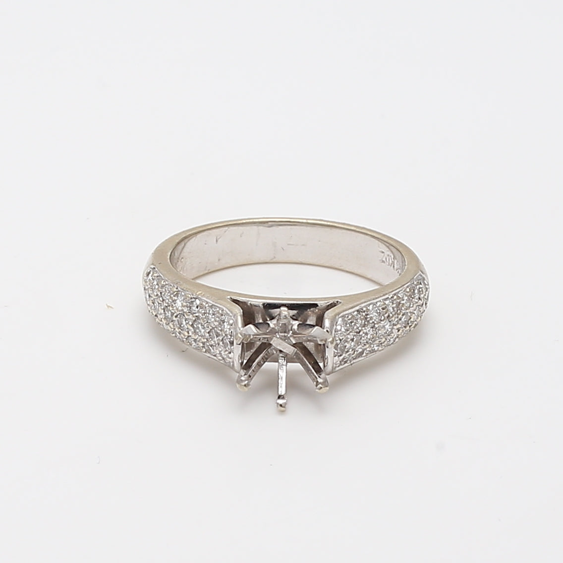 0.15 Carat Round Brilliant Diamond 14K White Gold Semi Mount Ring - Perfect for Engagement, Wedding Bands & Anniversary Gifts