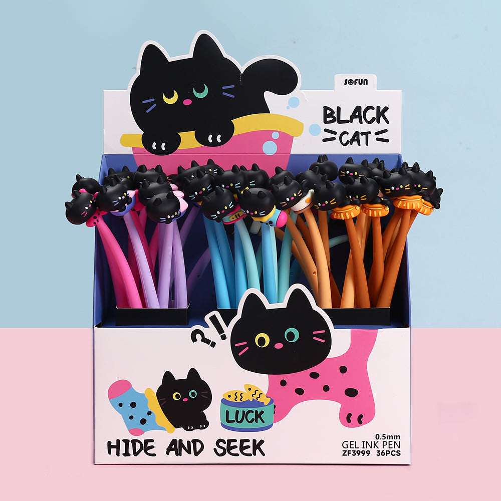 Black Cat Wiggle Gel Pen - Smooth Writing Gel Ink Pens for School, Office & Note Taking - Fun Wiggling Cat Design for Kids & Adults - Perfect for Journaling, Drawing & Gifts