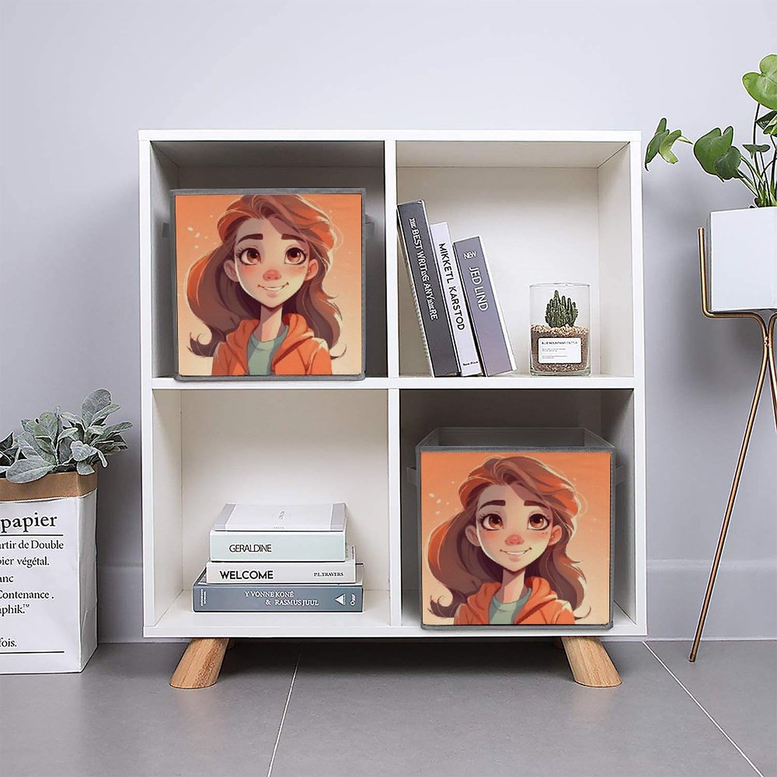 6-Pack Cartoon Girl Collapsible Storage Bins with Handles - Large Foldable Closet Organizer Baskets for Clothes, Toys & Home Organization - Perfect for Bedroom, Kids Room & Dorm Storage Solutions