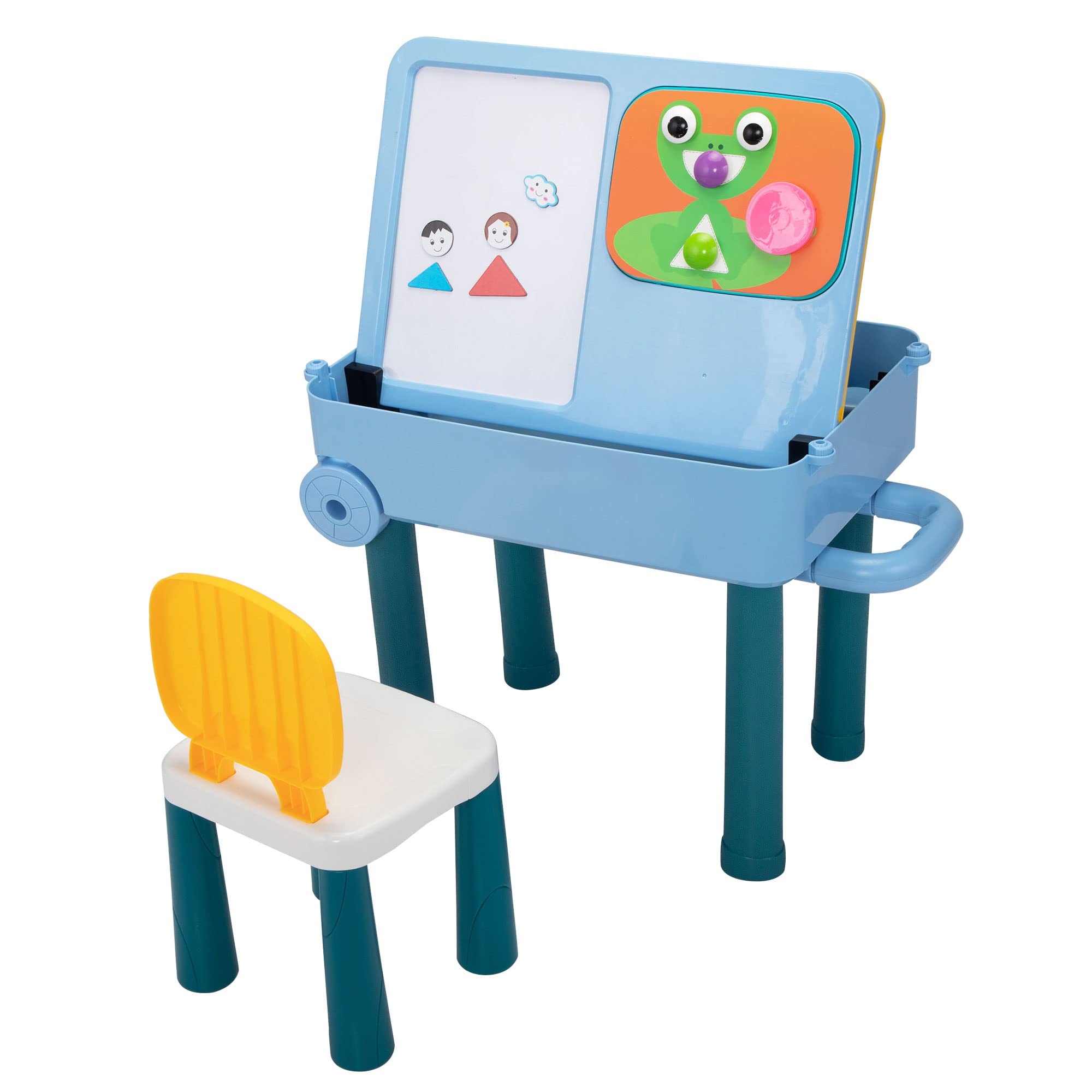 Best Kids Building Blocks Toy Activity Desk Set - Detachable Desk Chair, Portable for Indoor & Outdoor Use - Ideal for Drawing, Building & Storage - Perfect for Playrooms, Classrooms & Backyards (Blue)