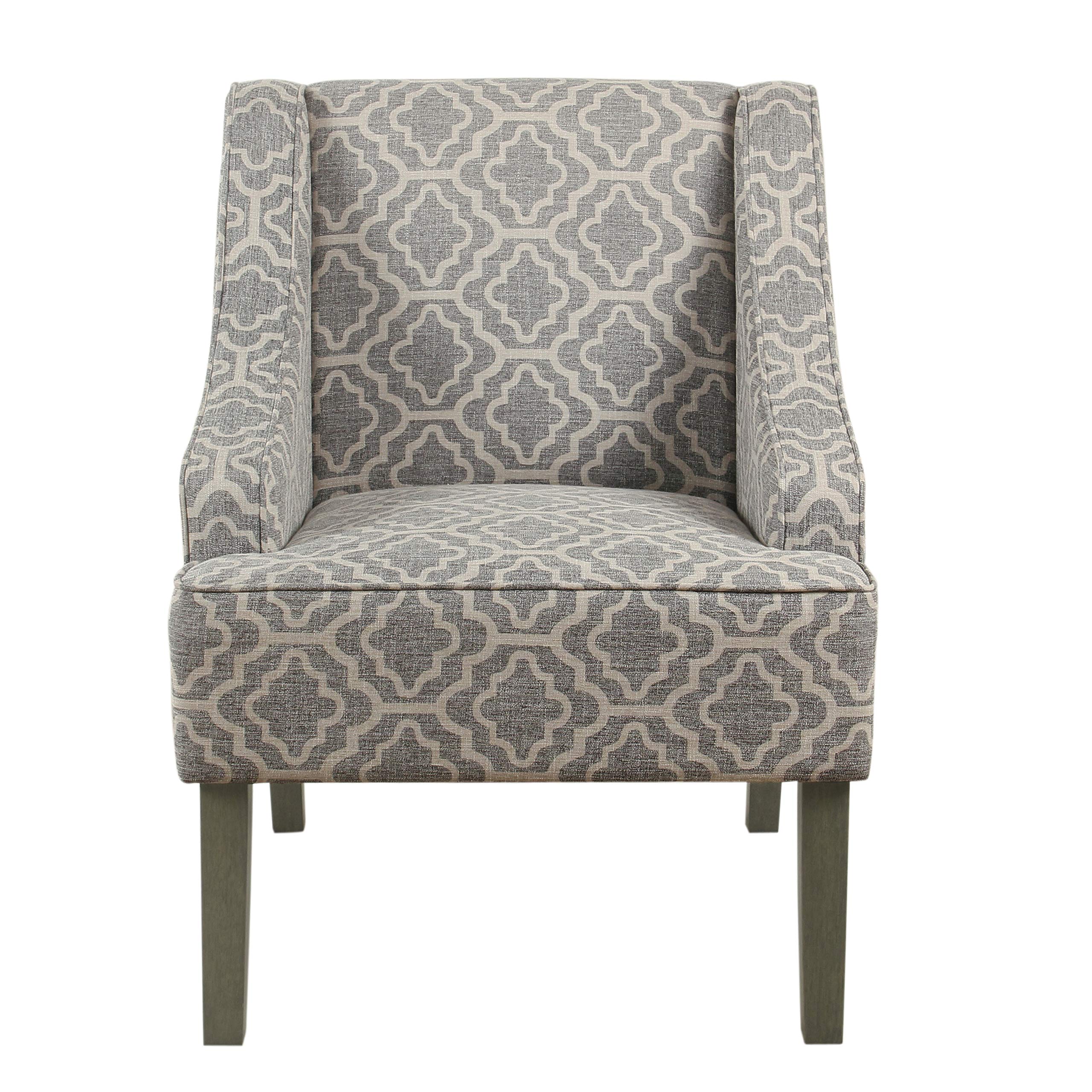 HomePop Velvet Swoop Arm Accent Chair - Modern Geometric Design in Ash Gray | Perfect for Living Room, Bedroom or Office Decor