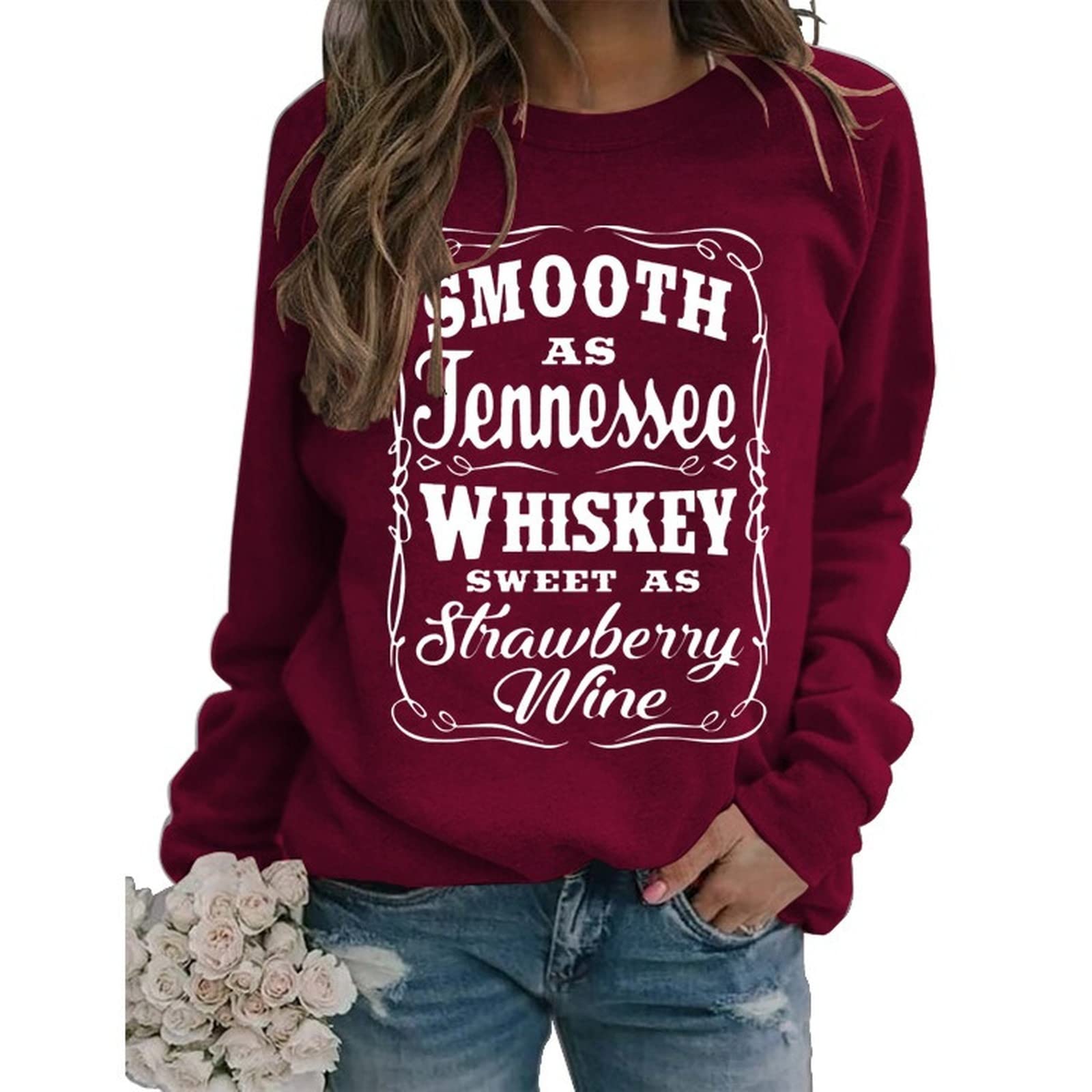 Whiskey Drinking Sweatshirt for Women - Smooth As Whiskey Graphic Pullover - Cozy Bar & Lounge Wear for Whiskey Lovers
