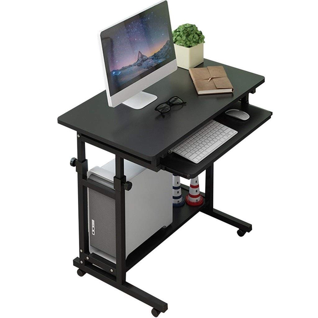 Modern Simple Style Computer Desk with Keyboard Tray - Adjustable Height Home Office Desk, Liftable Writing Table for Bedroom & Small Spaces (Black, 31.5