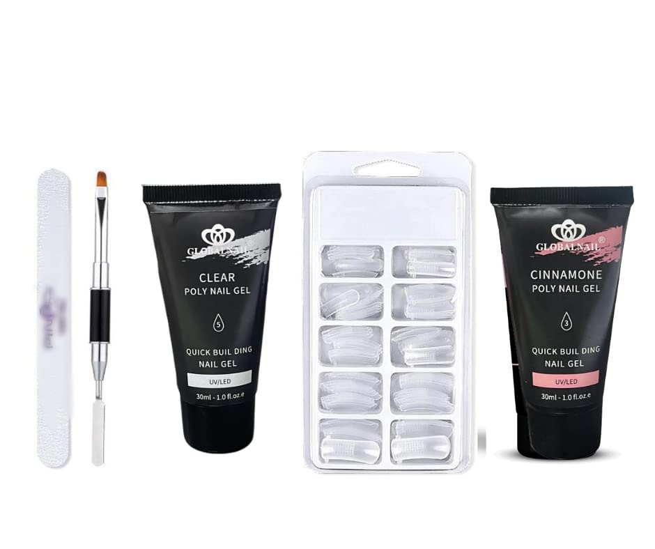 Poly Gel Nail Kit - Professional UV LED Nail Extension Set with Builder Gel, Base & Top Coat for Salon-Quality Manicures at Home | Perfect for DIY Nails, Acrylic Overlays & Nail Art Designs