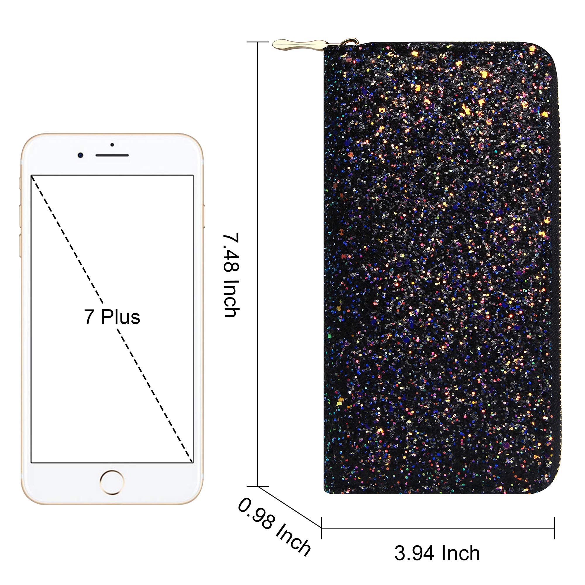 Sparkly Glitter Wallet for Women - Shiny Long Phone Clutch Purse with Card Holder | Perfect for Parties, Weddings & Evening Events