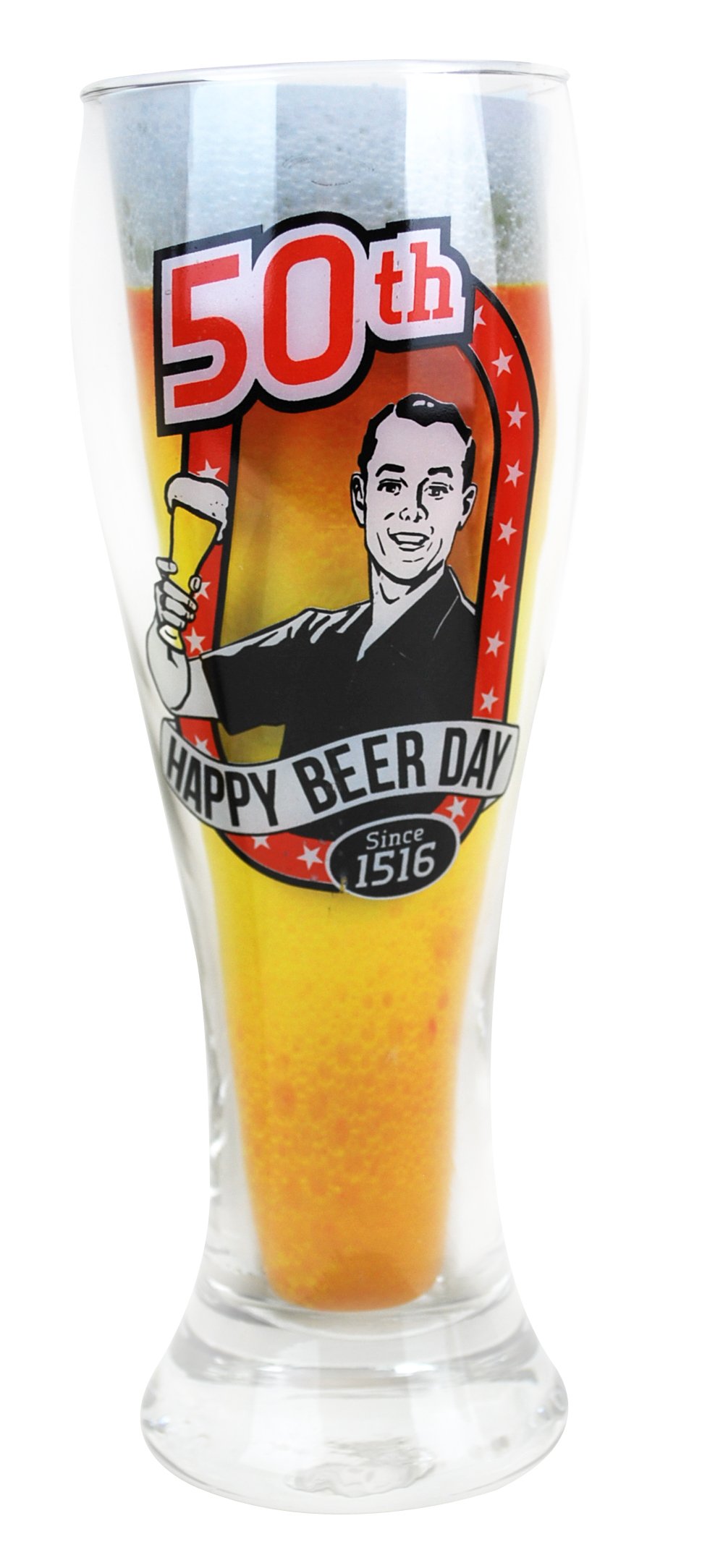 BigMouth Inc 50th Birthday Beer Glass - 16oz Funny Novelty Drinking Cup for Men & Women - Perfect for Birthday Parties, Celebrations & Gifts