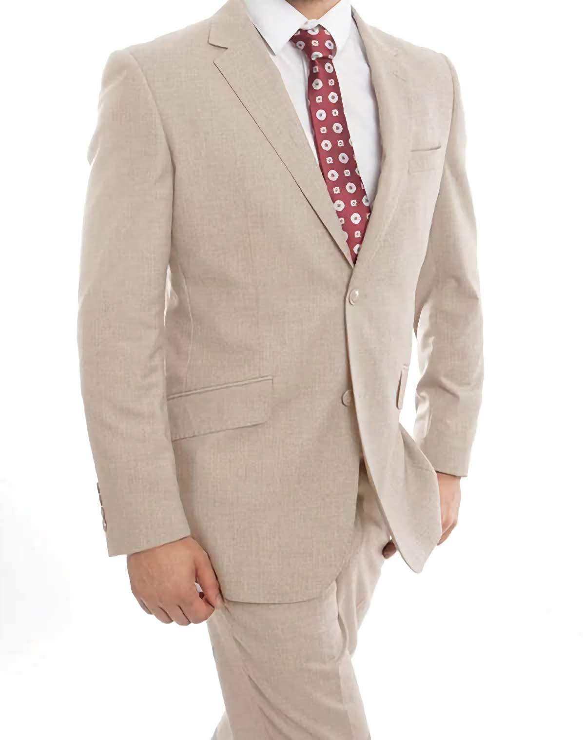 Premium Italian Wool Suit for Men - Modern Fit 2-Piece Tan Business Attire - Perfect for Weddings, Office & Formal Events