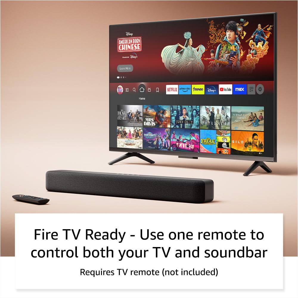 Amazon Fire TV Soundbar with Dolby Audio - 2-Year Extended Warranty - Perfect for Home Theater & Streaming Entertainment