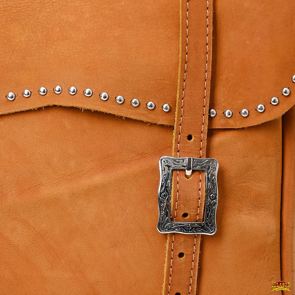 HILASON Soft Leather Horse Saddle Bag Tan | Western Equestrian Saddle Bag with Adjustable Closure | Durable Leather Saddle Pack for Trail Riding, Horse Shows & Ranch Work
