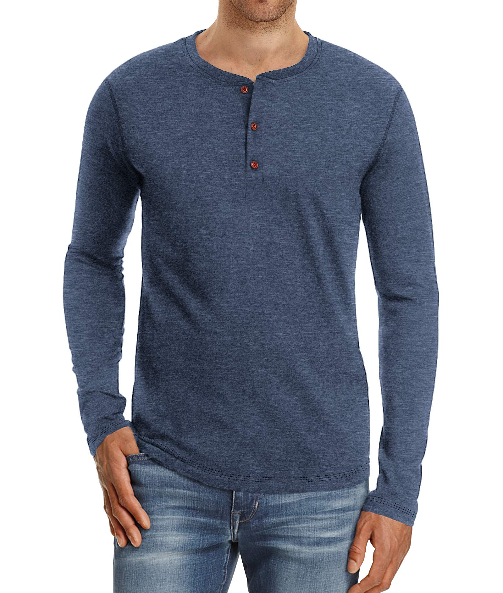 NITAGUT Men's Casual Henley T-Shirt - Long & Short Sleeve Button Placket Shirt for Everyday Wear | Perfect for Work, Weekend Outings & Date Nights