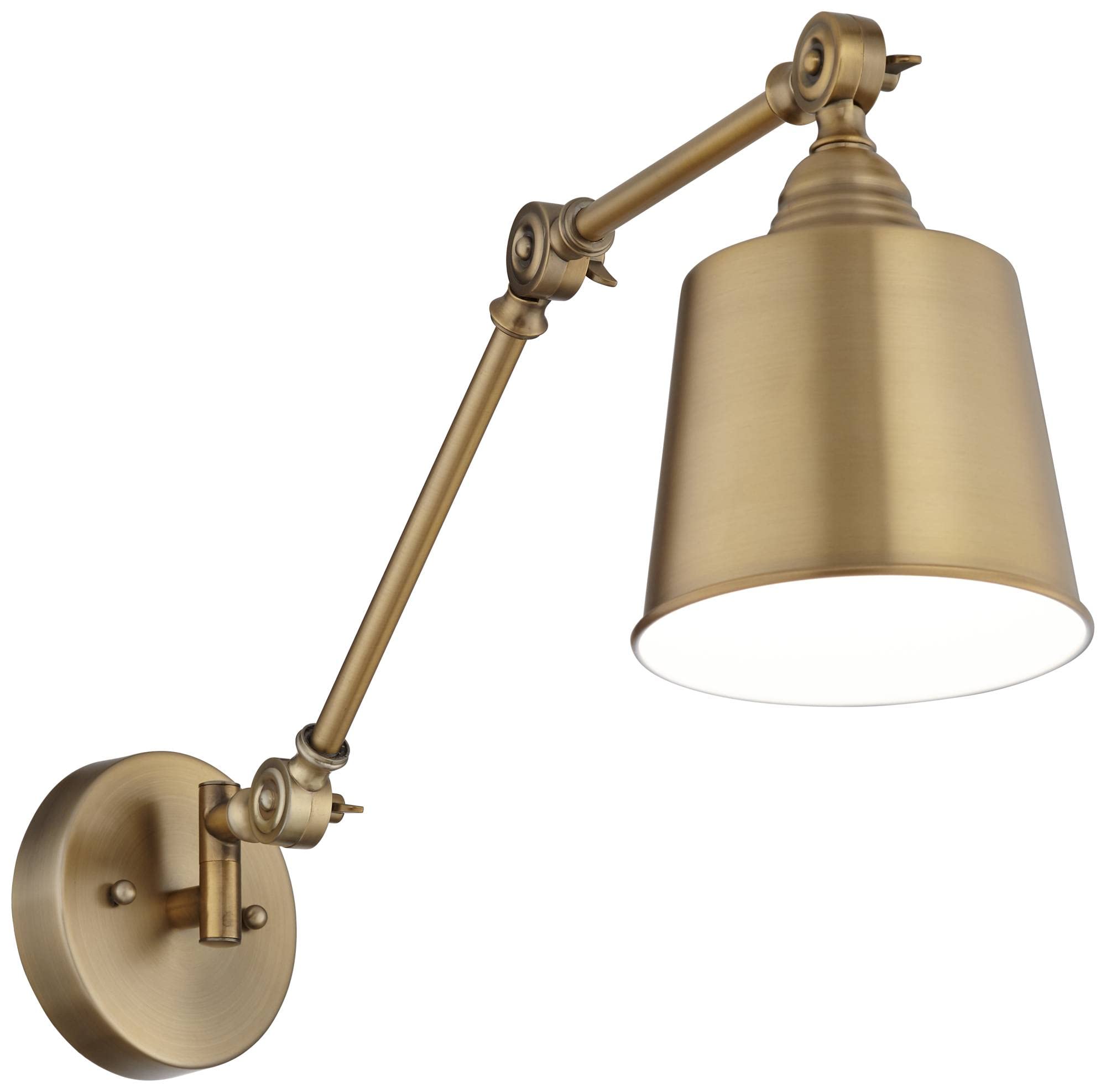 360 Lighting Mendes Modern Wall Lamps Set of 2 - Brass Gold Metal Hardwired Adjustable Cone Shade (5.75