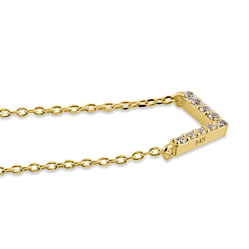 14K Solid Yellow Gold V-Shaped Cubic Zirconia Necklace - Elegant & Durable Jewelry for Women, Perfect for Weddings, Parties & Everyday Wear