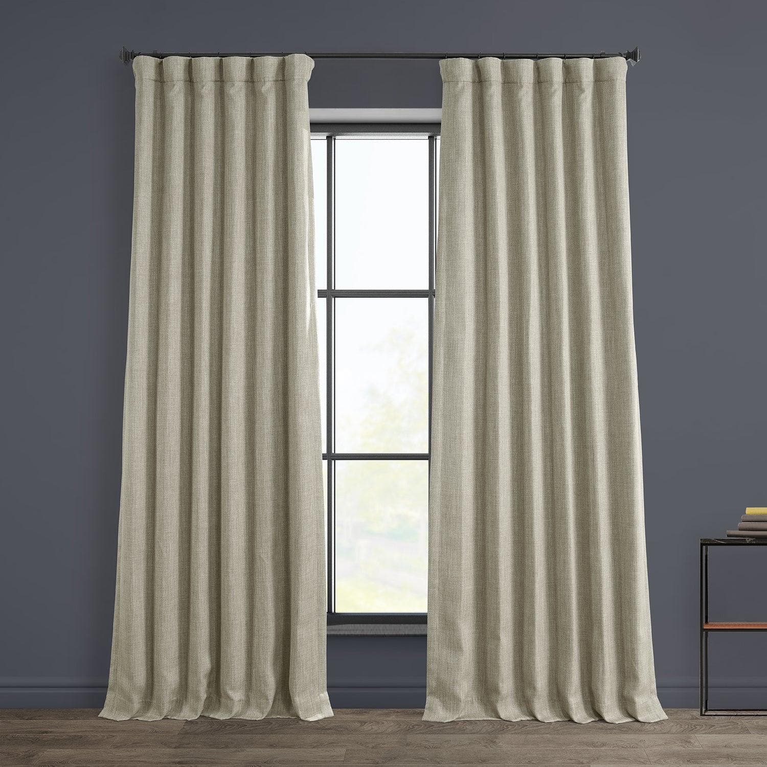 Oatmeal Textured Faux Linen Blackout Curtains for Bedroom - Thermal Insulated Window Drapes for Living Room & Nursery