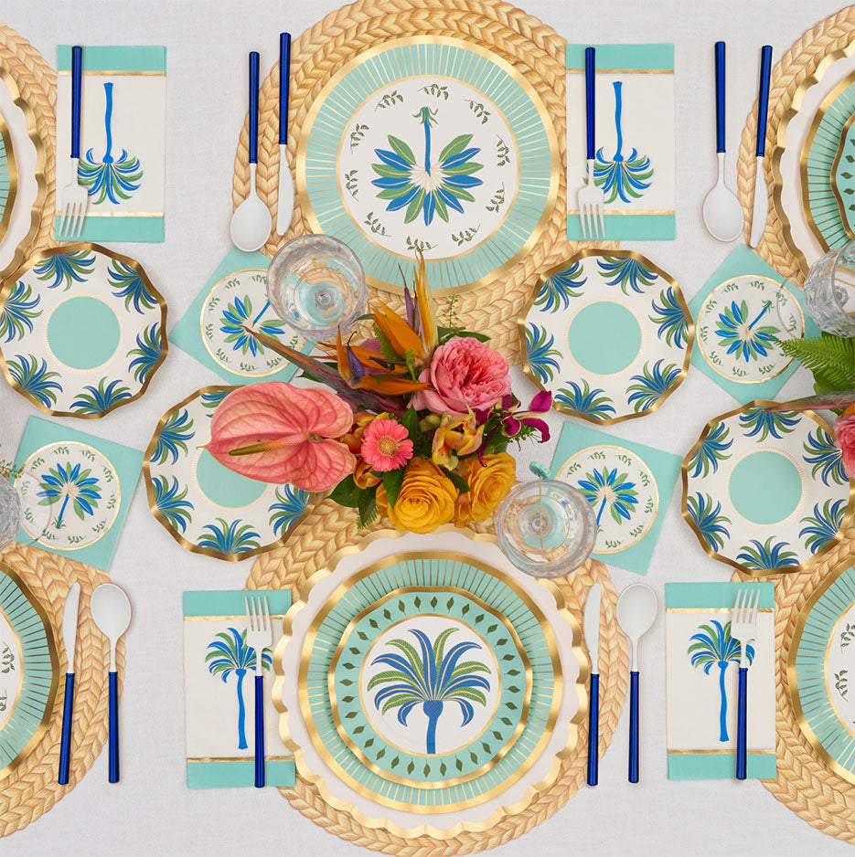 Elegant Preppy Palm Leaf Table Setting - Perfect for Boho Wedding, Tropical Party & Summer Dining Decor