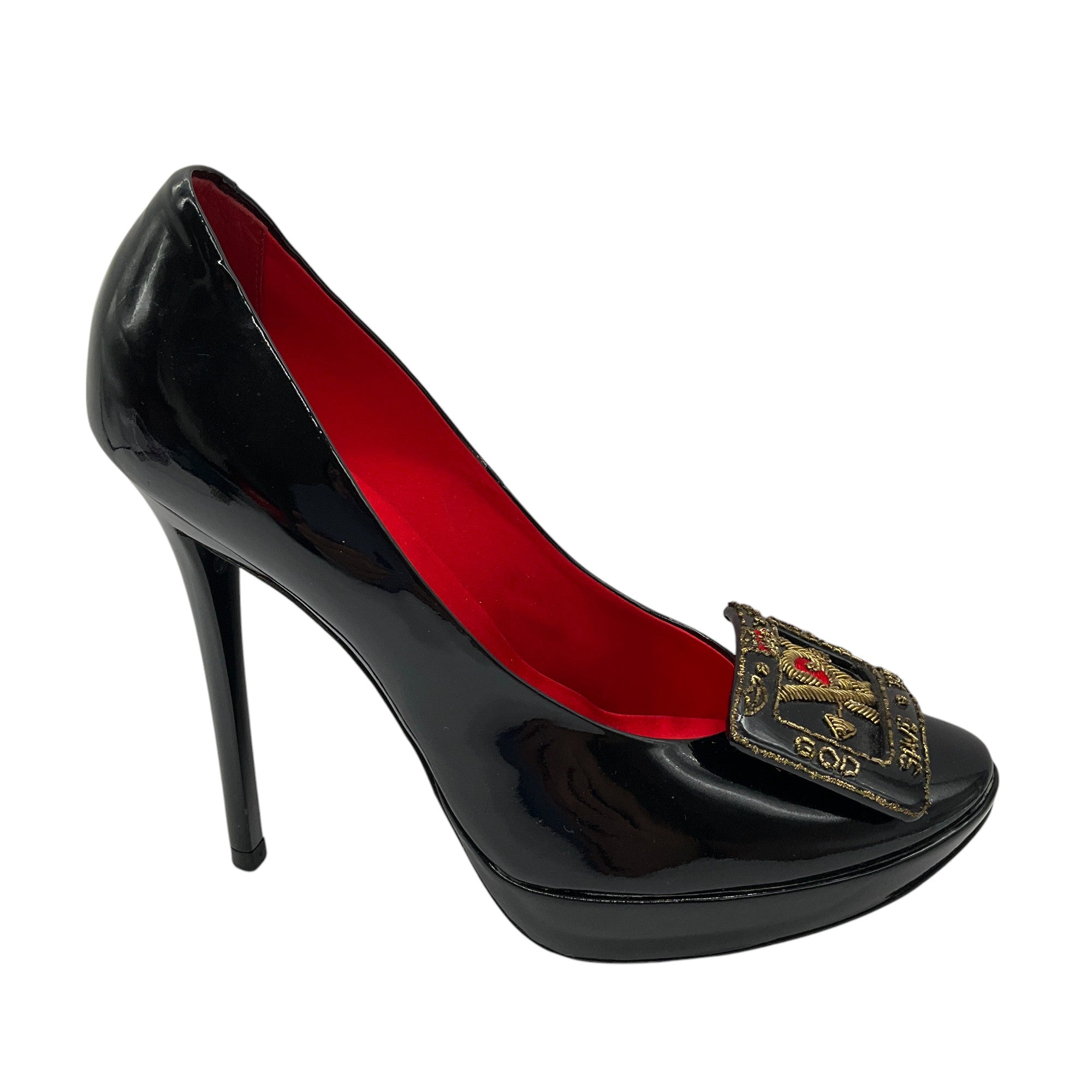 Roger Vivier Black God Save the Queen Patent Leather Buckle Platform Pumps - Elegant High Heels for Women, Perfect for Parties, Weddings & Formal Events