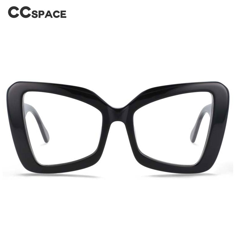CCspace Unisex Full Rim Oversized Square Cat Eye Acetate Frame Eyeglasses 54066 - Trendy Retro Glasses for Women & Men, Perfect for Reading, Fashion Accessories, and Daily Wear