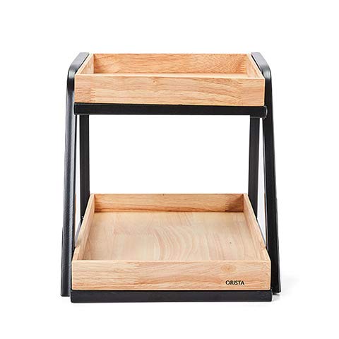 2-Tier Monaco Wood Bakery Display Stand - Snack & Pastry Organizer Shelf for Retail Stores, Bakeries, and Cafes - Perfect for Showcasing Bread, Desserts, and Baked Goods