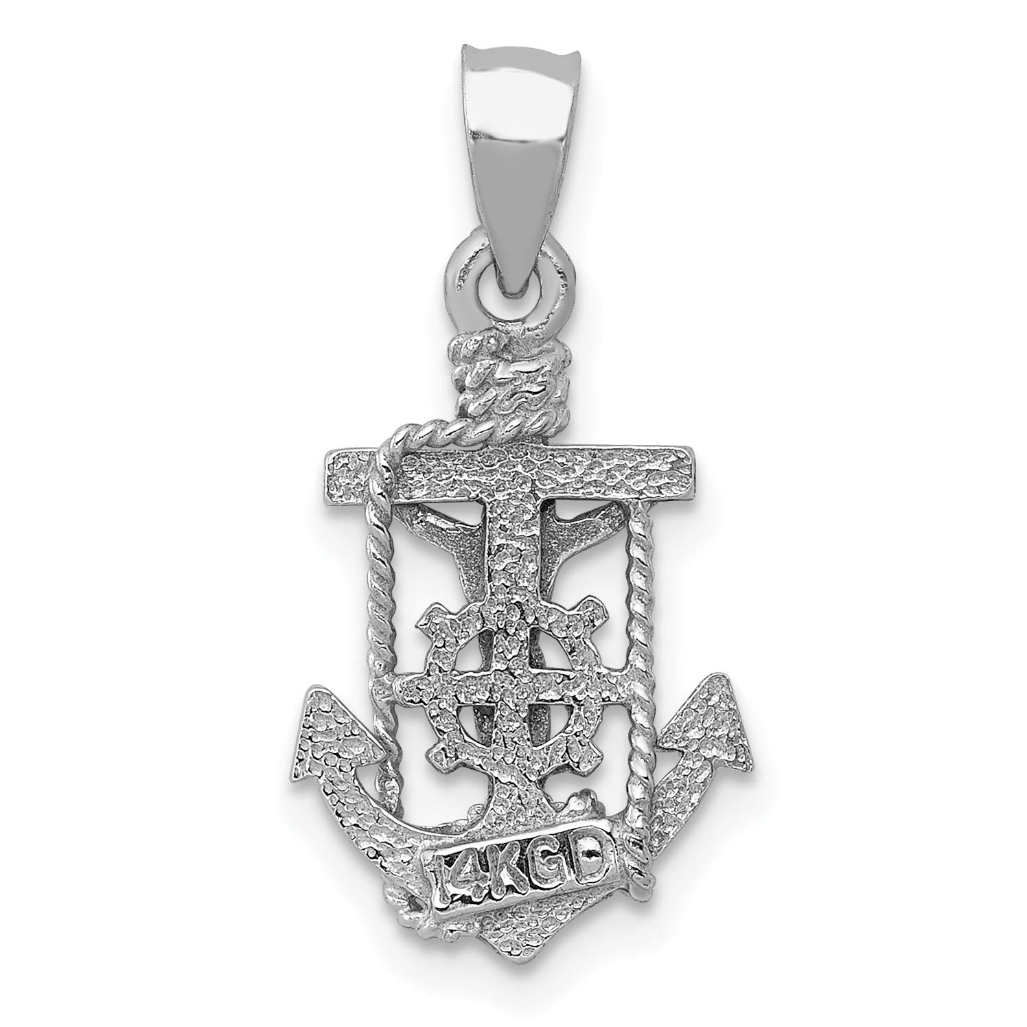 14K Solid White Gold Anchor Mariner Crucifix Necklace - Religious Jesus Christ Cross Pendant with Nautical Charm - Perfect for Baptism, Confirmation & Everyday Faith Jewelry