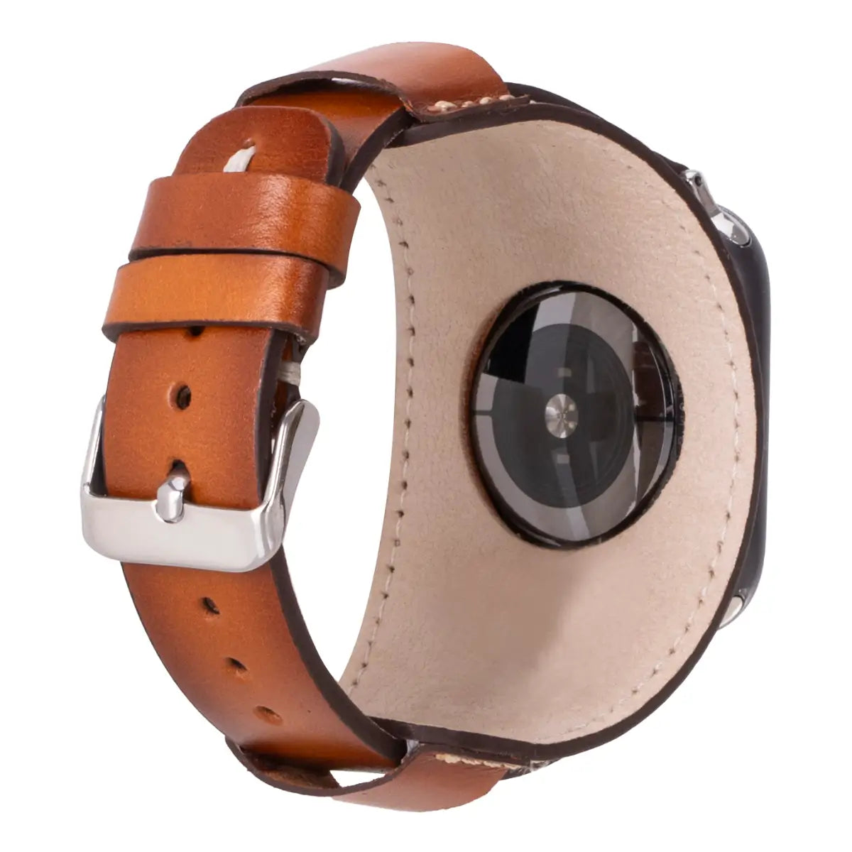 Premium Brown Leather Cuff Strap for Apple Watch - Compatible with All Series (1-9/SE/Ultra) - Adjustable, Comfortable & Stylish - Perfect for Work, Gym & Everyday Wear