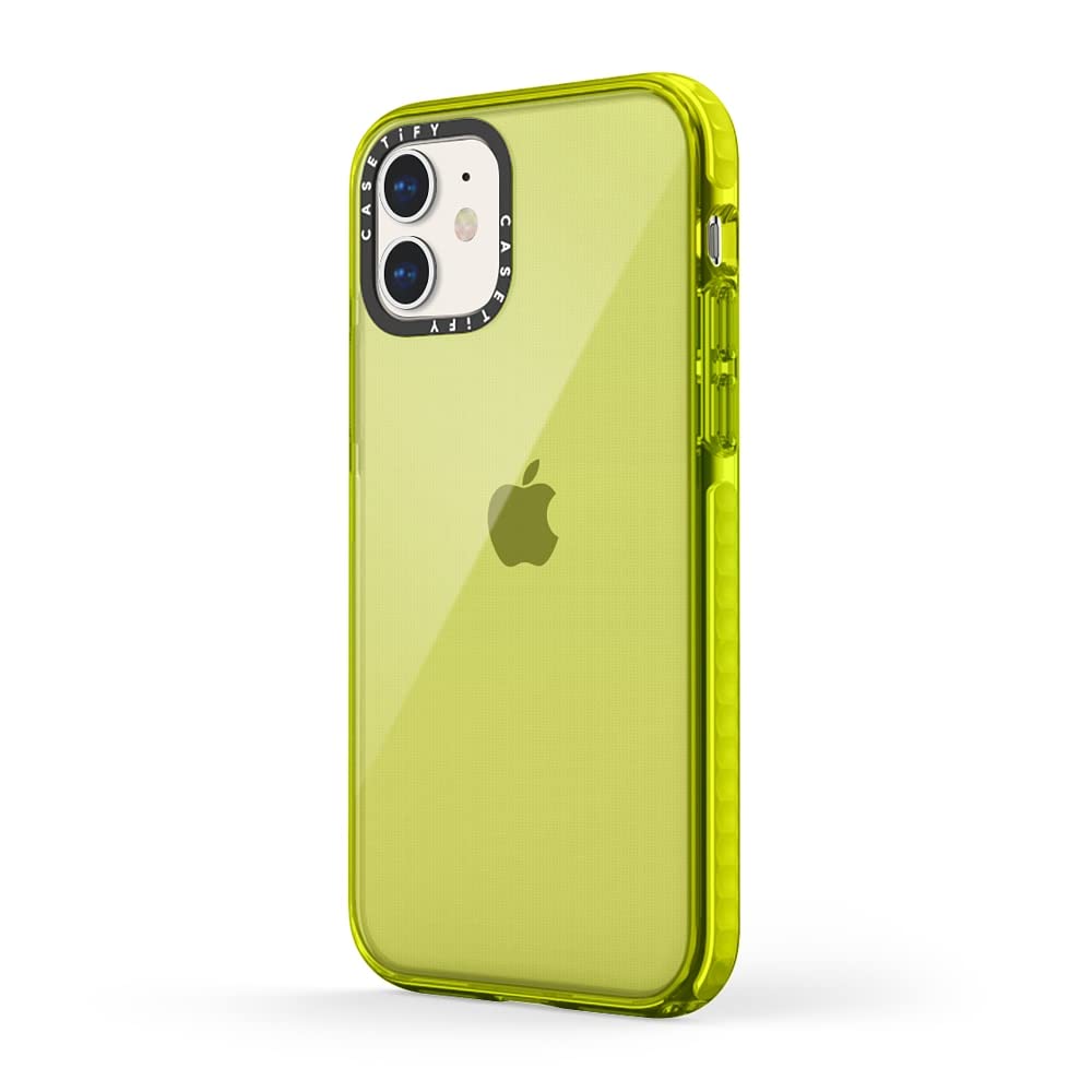 CASETiFY Impact Case for iPhone 12 Mini - Shockproof Protective Phone Cover, Neon Yellow | Slim Fit, Drop Protection | Perfect for Outdoor Activities, Travel & Daily Use