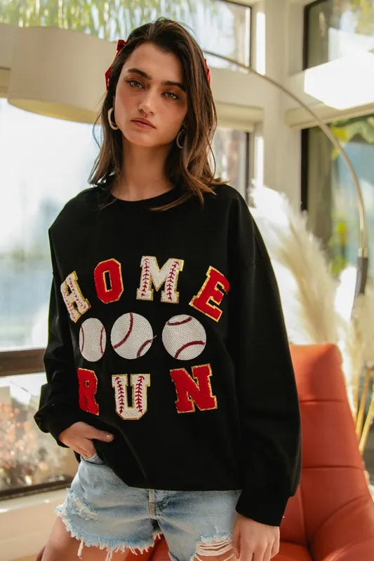 BiBi Baseballs Homerun Patches French Terry Sweatpants - Soft & Comfortable Baseball-Themed Lounge Pants for Men & Women - Perfect for Casual Wear, Sports Events, and Relaxing at Home