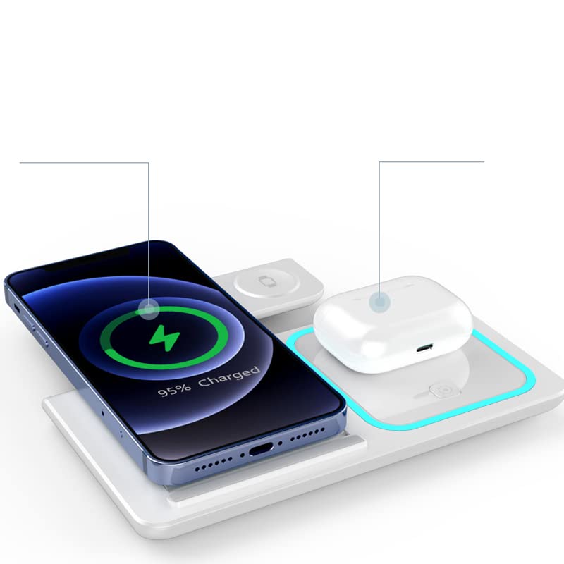 3-in-1 Qi Wireless Fast Charging Stand | Multi-Device Wireless Charger for iPhone, Android & AirPods | Includes Wall Adapter | Perfect for Home, Office & Nightstand Use