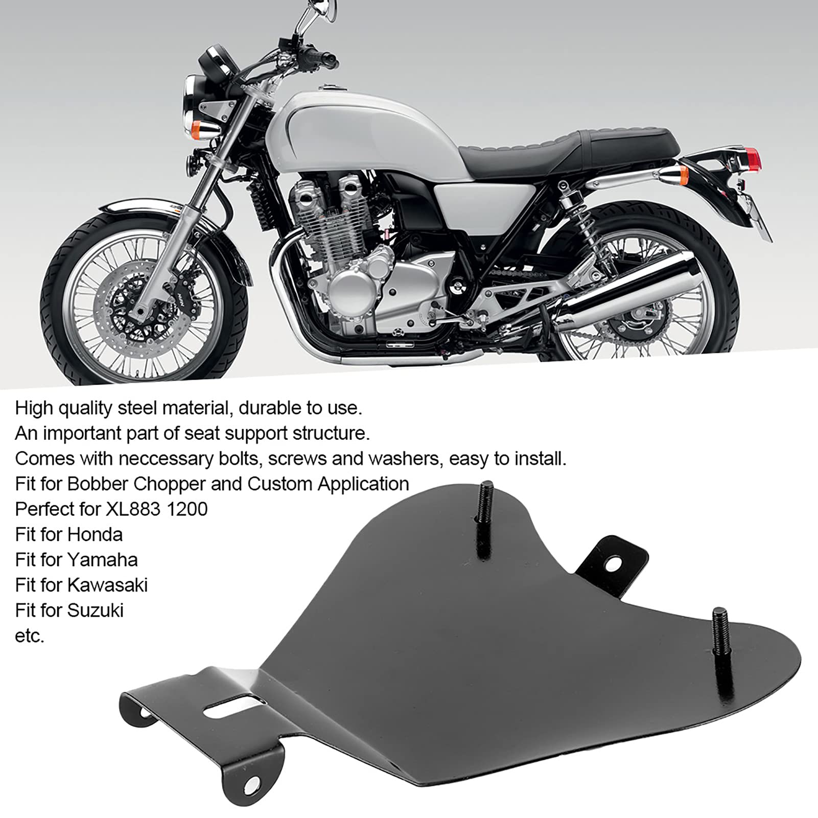 High-Quality Steel Motorcycle Seat Spring Bracket Kit - Universal Fit for Bobber & Chopper Bikes | Durable Seat Base Plate Mounting Holder for Custom Motorcycle Upgrades & Comfort Rides