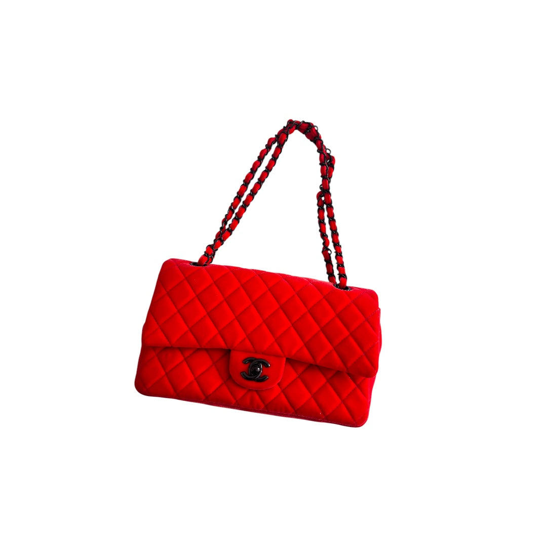 Chanel Orange Velvet Double Flap Bag - Medium Size Luxury Handbag for Women | Perfect for Evening Parties, Date Nights & Special Occasions
