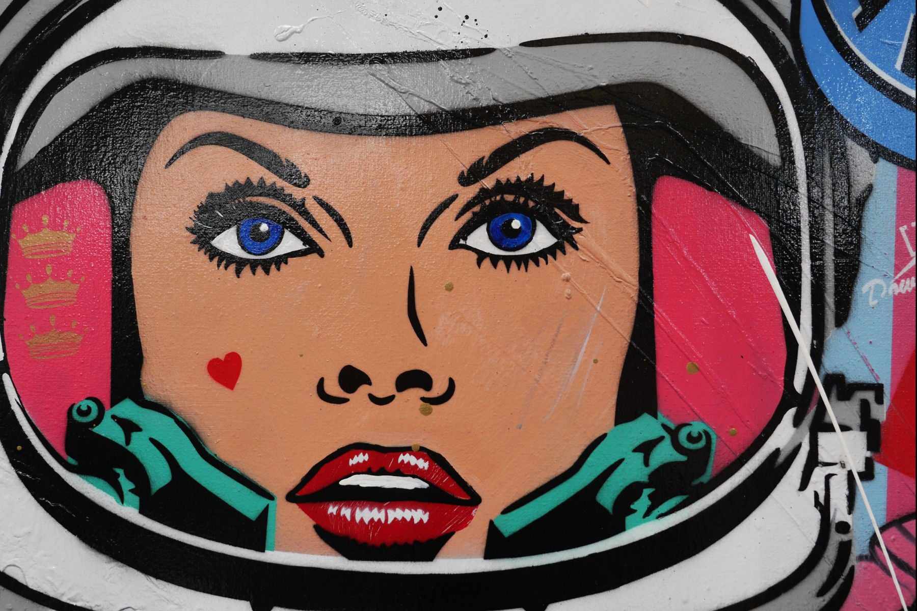 Space Cadet Textured Urban Pop Art Painting - 190cm x 100cm Modern Canvas Wall Art for Living Room, Bedroom & Office Decor | The Romance Continues Series