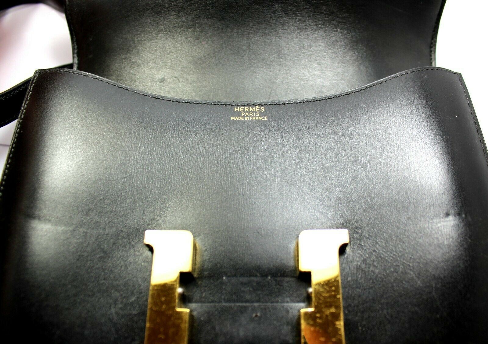 Authentic Hermes 23cm Black Box Leather GHW Constance Handbag - Luxury Designer Crossbody Bag for Women, Perfect for Parties, Dating & Special Occasions