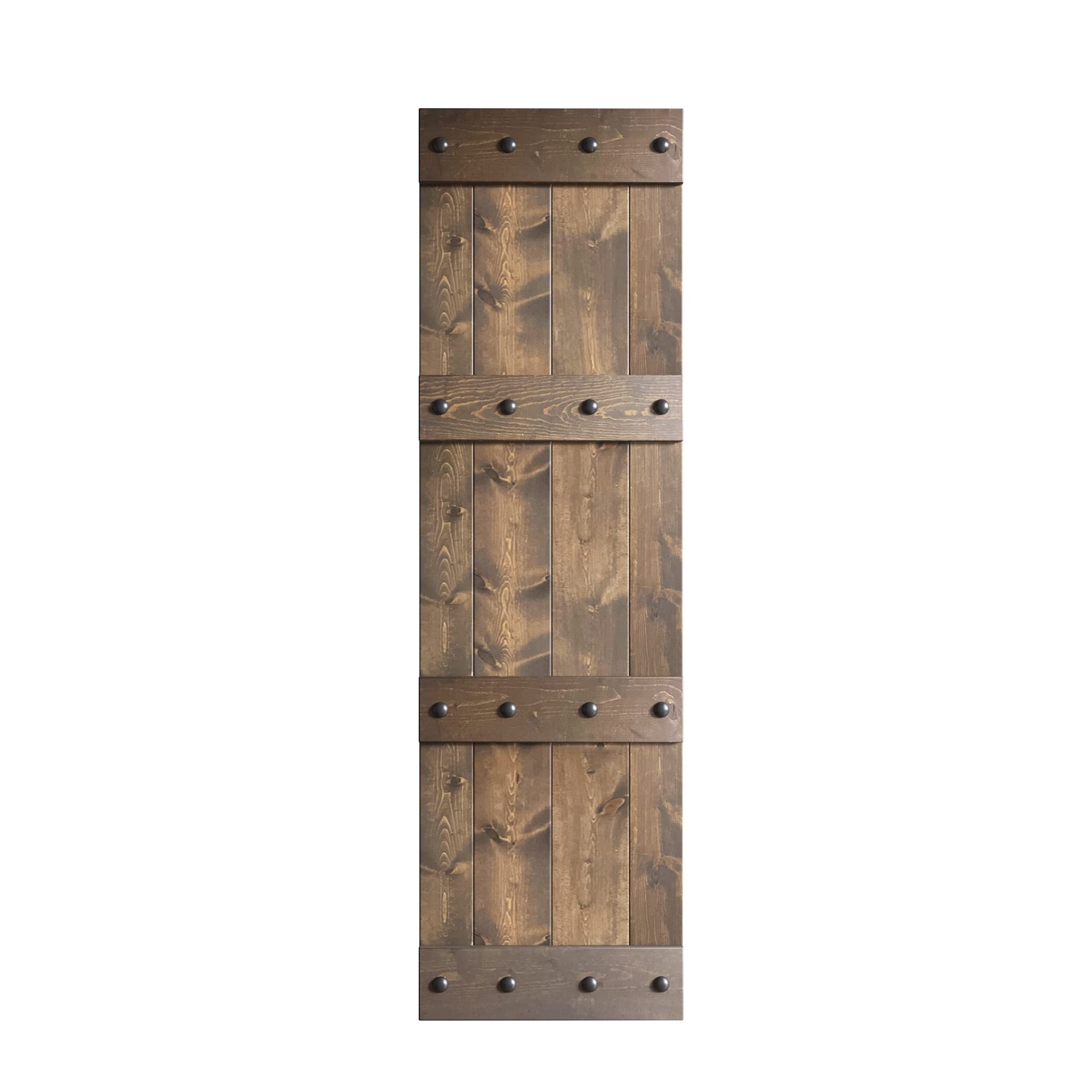 30in x 84in Castle-Series DIY Knotty Wood Sliding Barn Door - Smoky Gray Finish | Rustic Farmhouse Style | Perfect for Bedrooms, Closets & Home Offices